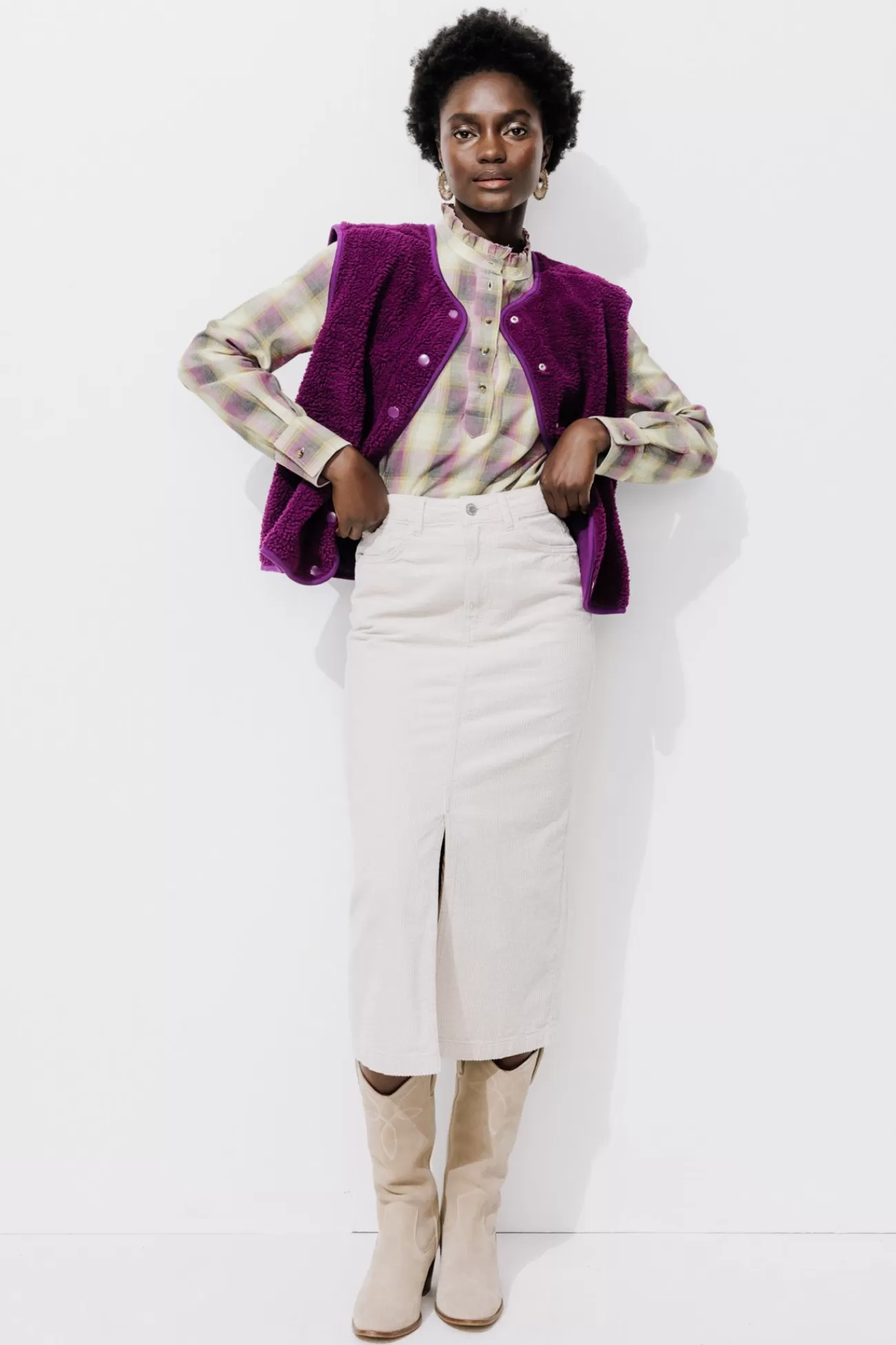 Blouse à carreaux Femme - Rayures multicolores | Promod Shop
