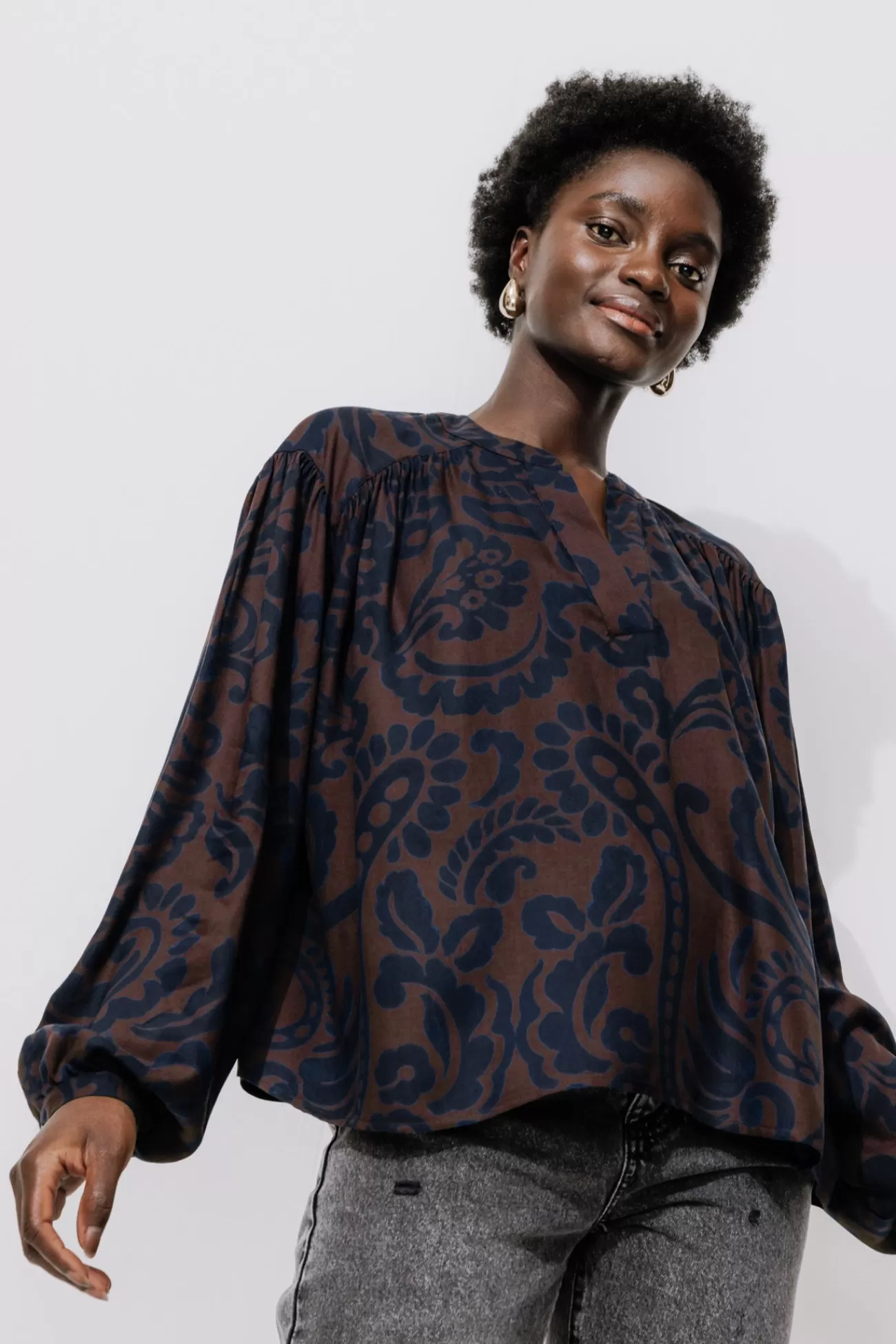 Blouse imprimée oversize Femme - Imprimé marron | Promod Best Sale