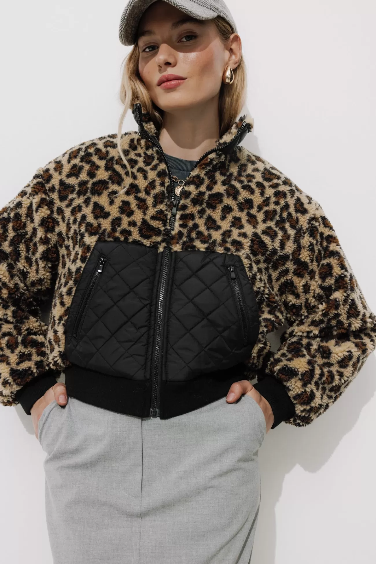 Blouson court en moumoute - Imprimé multicolore | Promod Best Sale