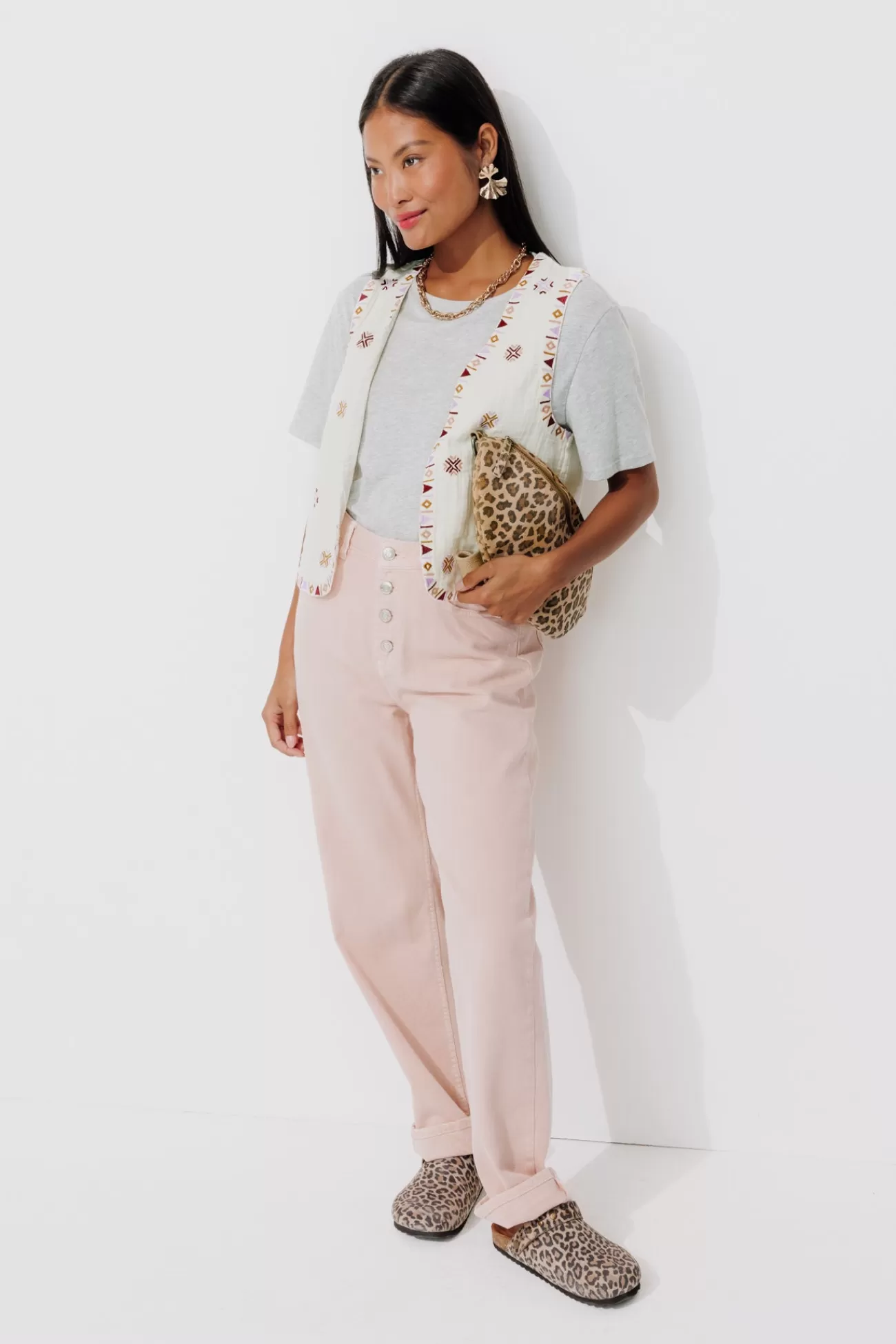 Boléro brodé en coton Femme - Imprimé multicolore | Promod Store
