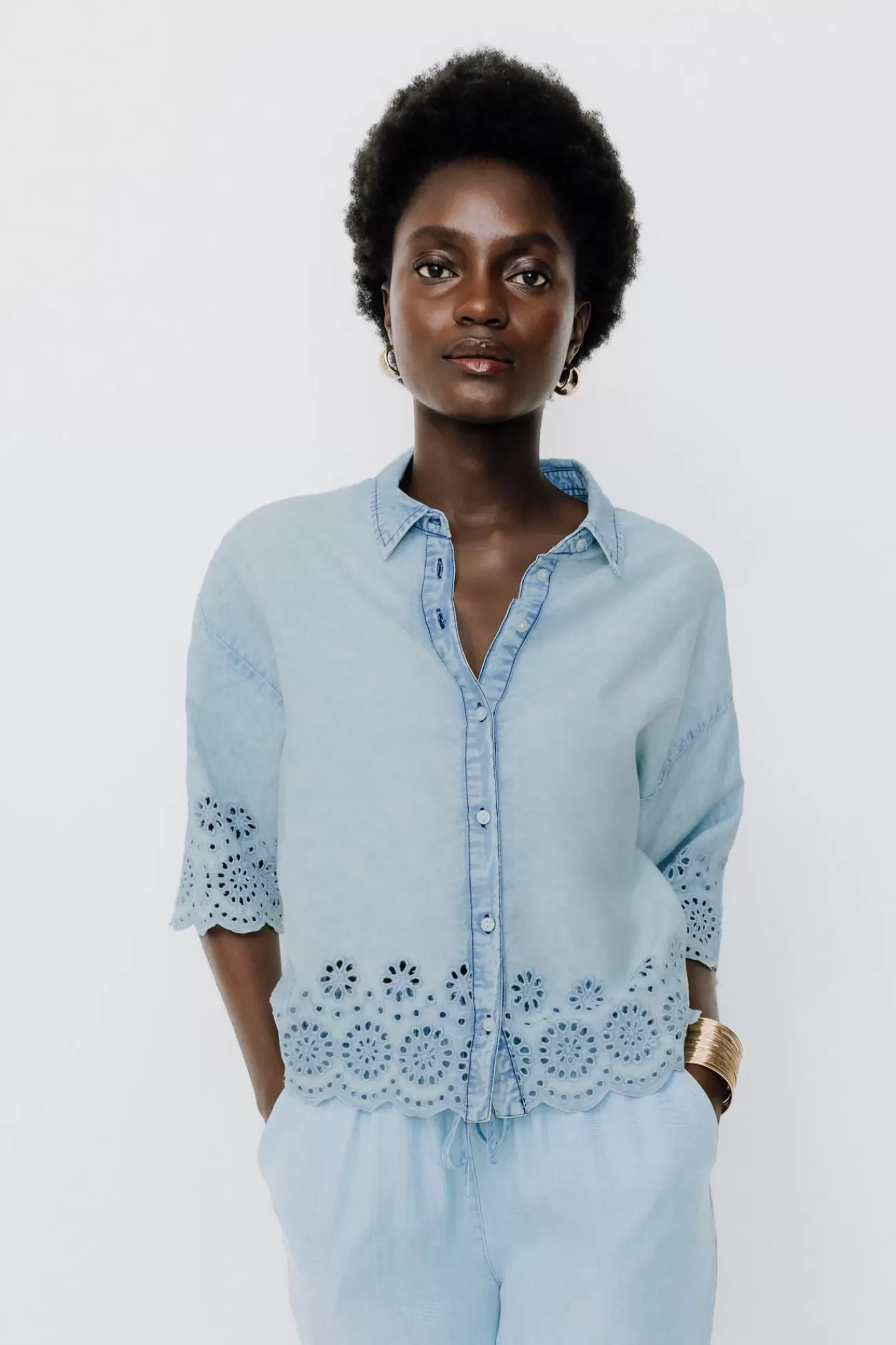 Chemise broderie anglaise - Jean clair | Promod Best Sale