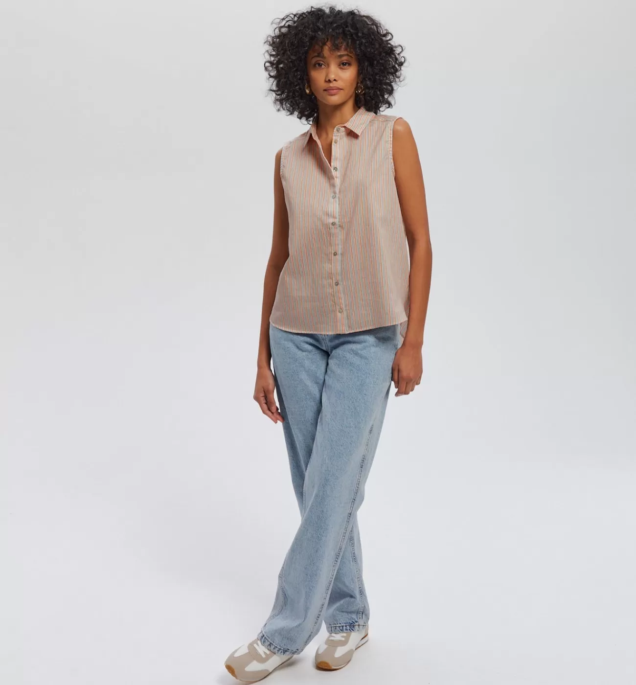Chemise rayée sans manches - Rayures multicolores | Promod Fashion