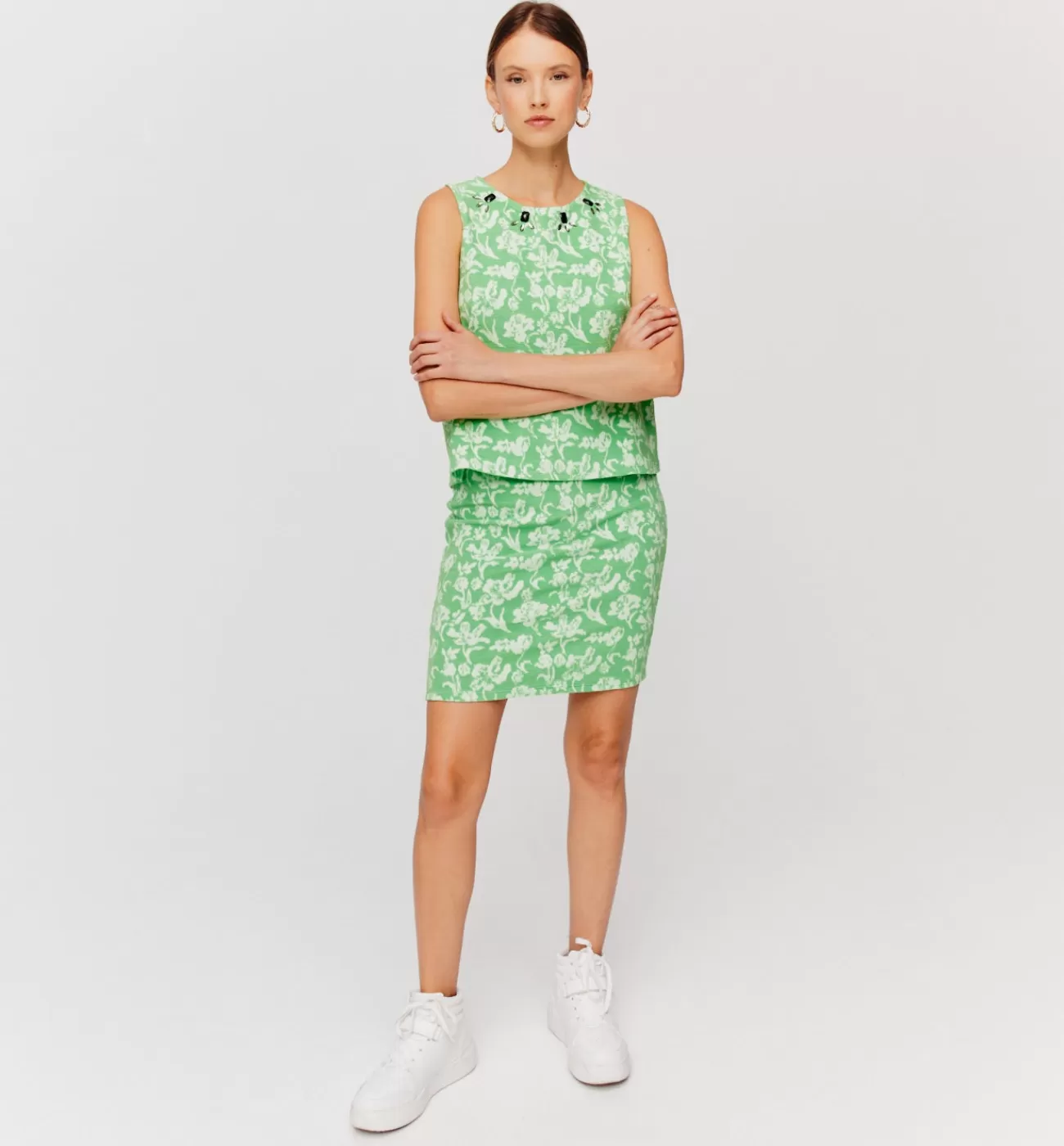 Débardeur en jersey jacquard - Imprimé vert | Promod Fashion