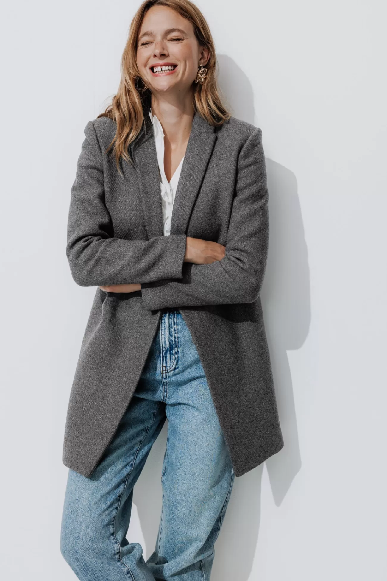 GISELE court manteau en laine - Gris clair | Promod Store