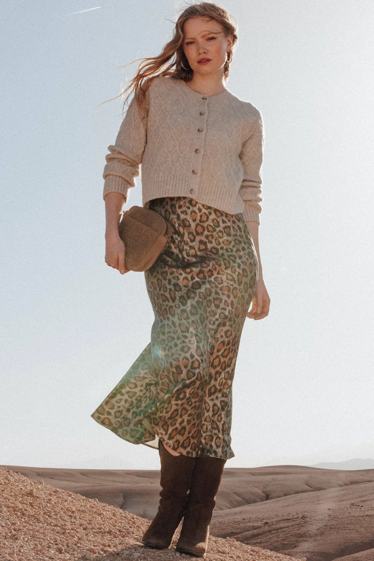 Jupe en satin léopard Femme - Imprimé multicolore | Promod Shop