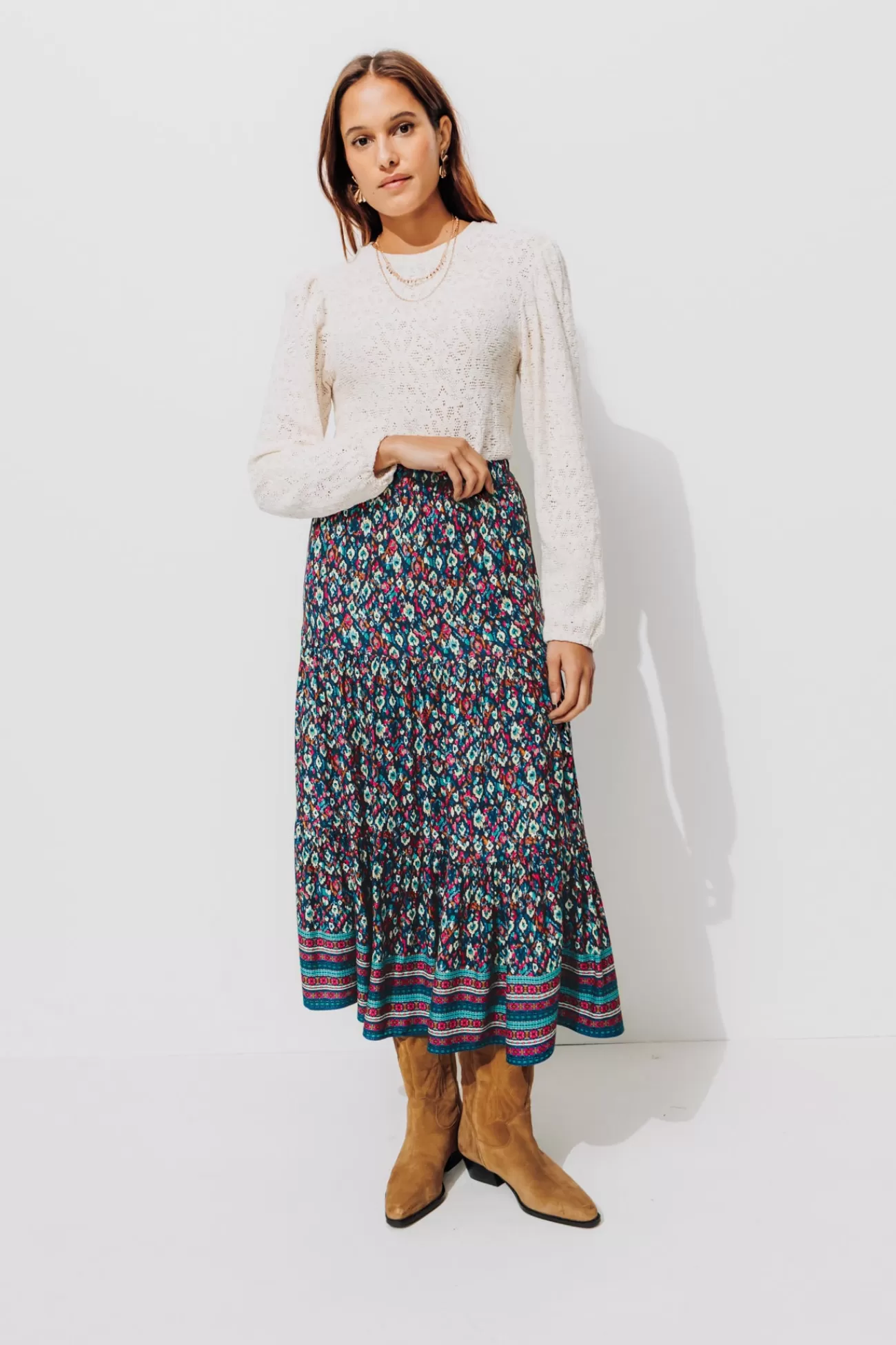 Jupe longue imprimée Femme - Imprimé multicolore | Promod Discount