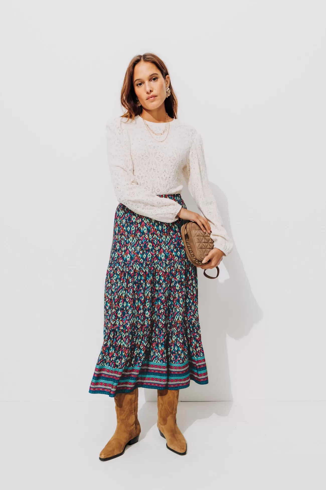 Jupe longue imprimée Femme - Imprimé multicolore | Promod Discount