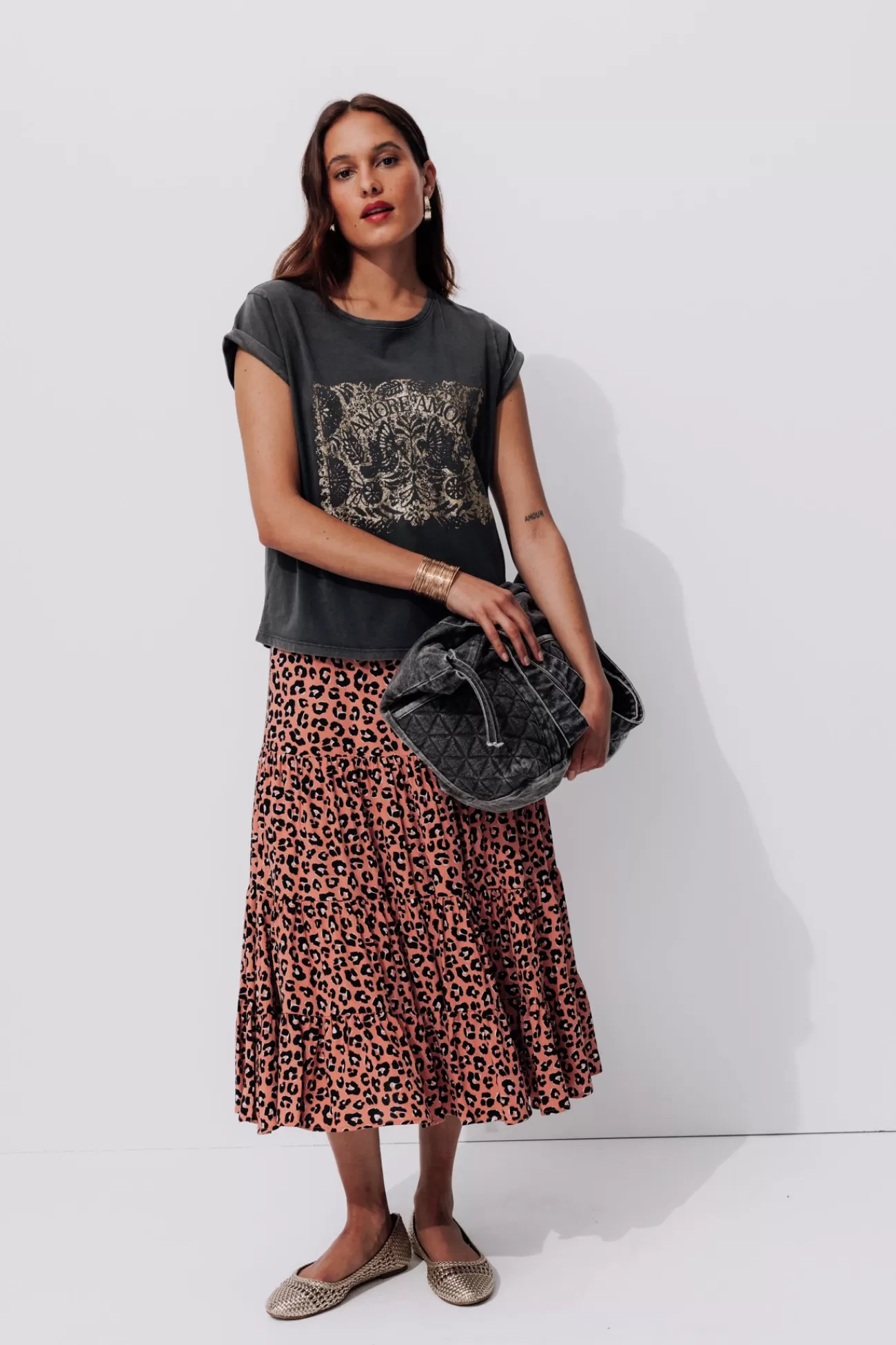 Jupe mi-longue imprimée Femme - Imprimé multicolore | Promod Discount