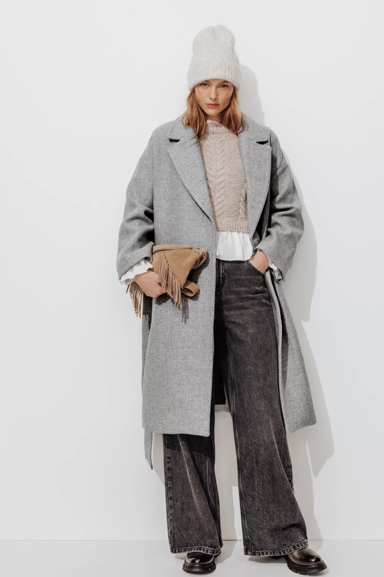 Manteau en laine mélangée - Gris clair | Promod Clearance