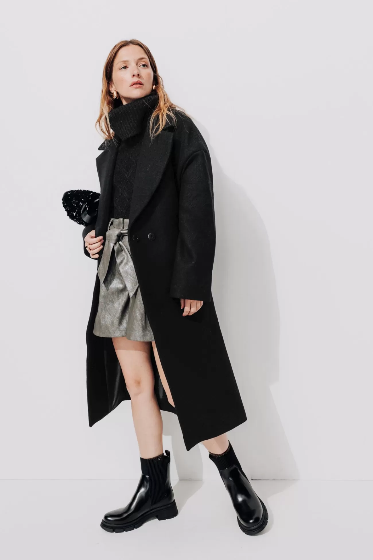 Manteau en laine mélangée - | Promod Clearance