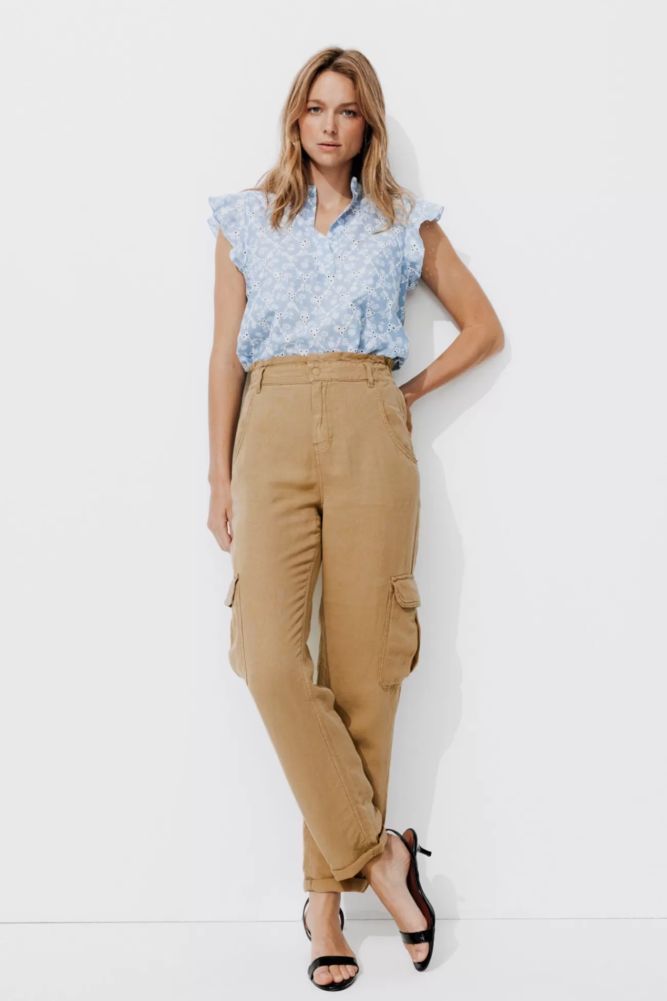 Pantalon cargo en lin Femme - | Promod Hot