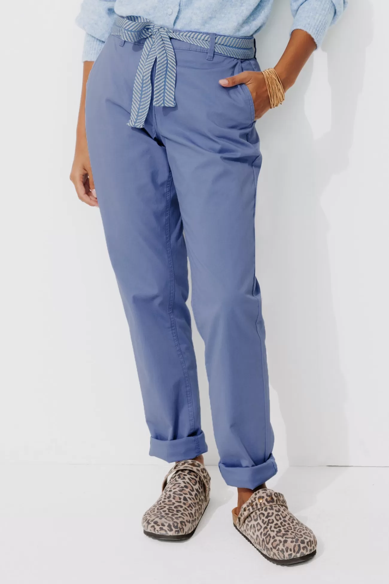 Pantalon chino ceinturé Femme - | Promod Outlet