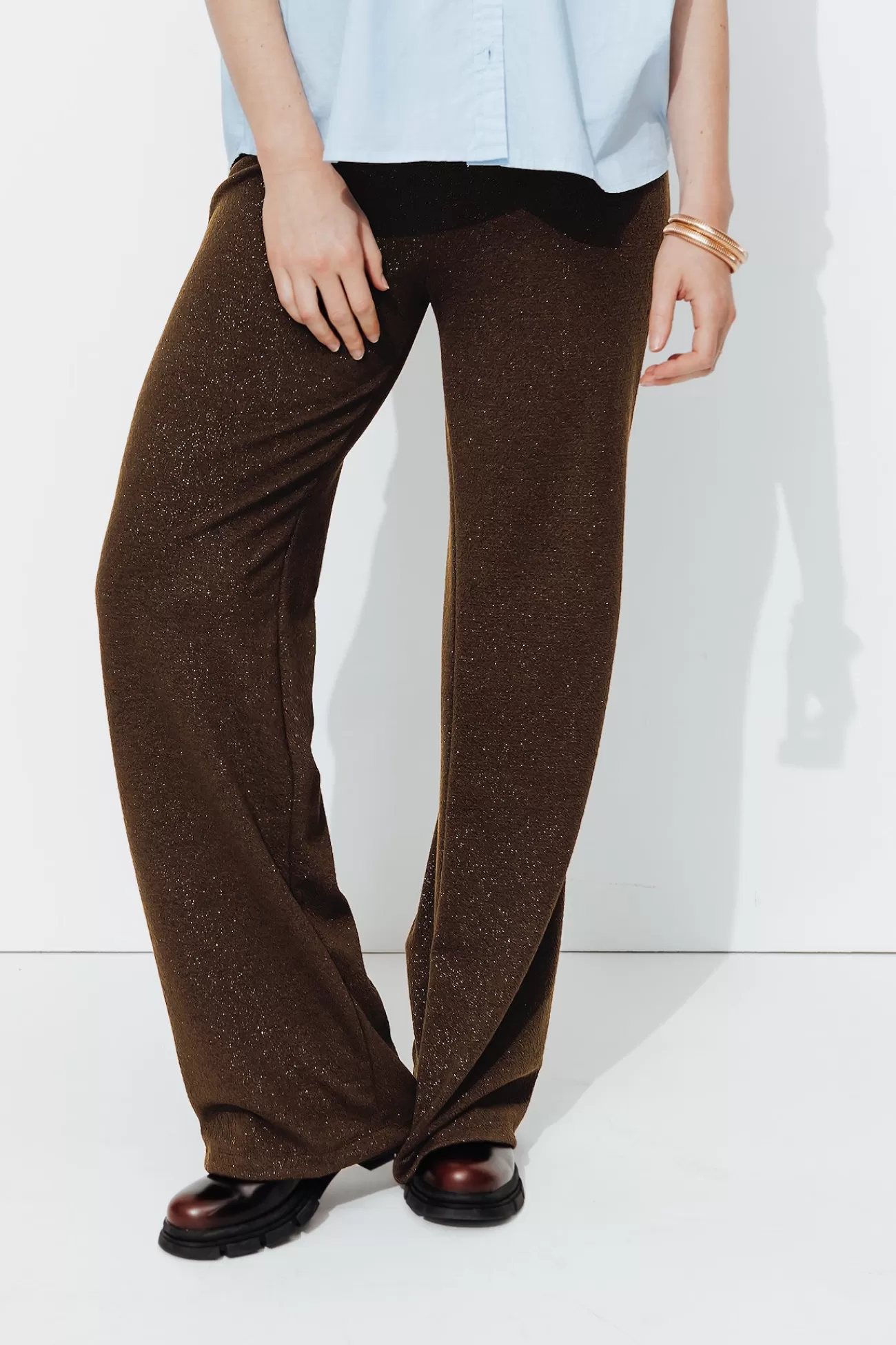 Pantalon droit pailleté Femme - | Promod Flash Sale