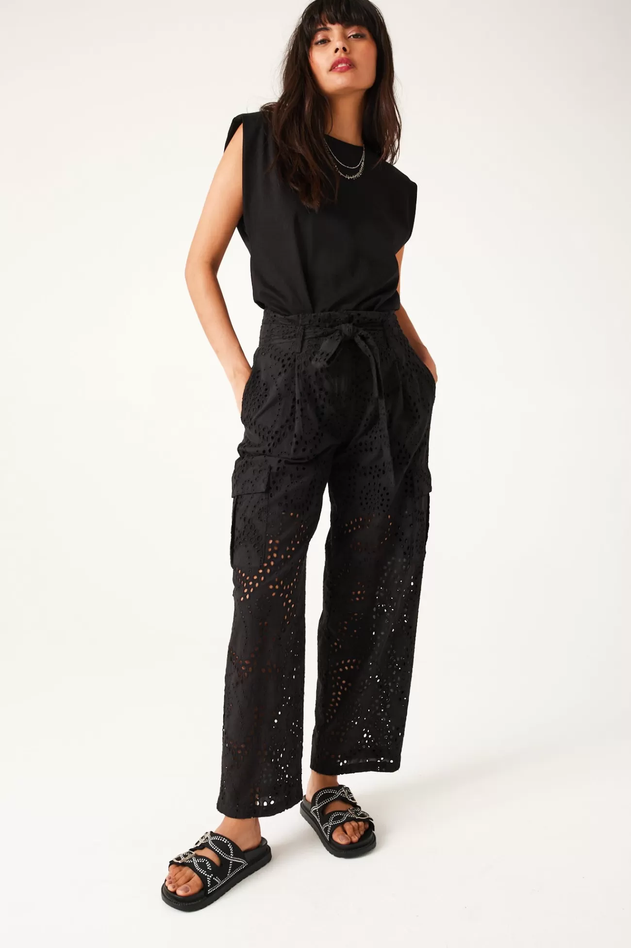 Pantalon en broderie anglaise - | Promod New