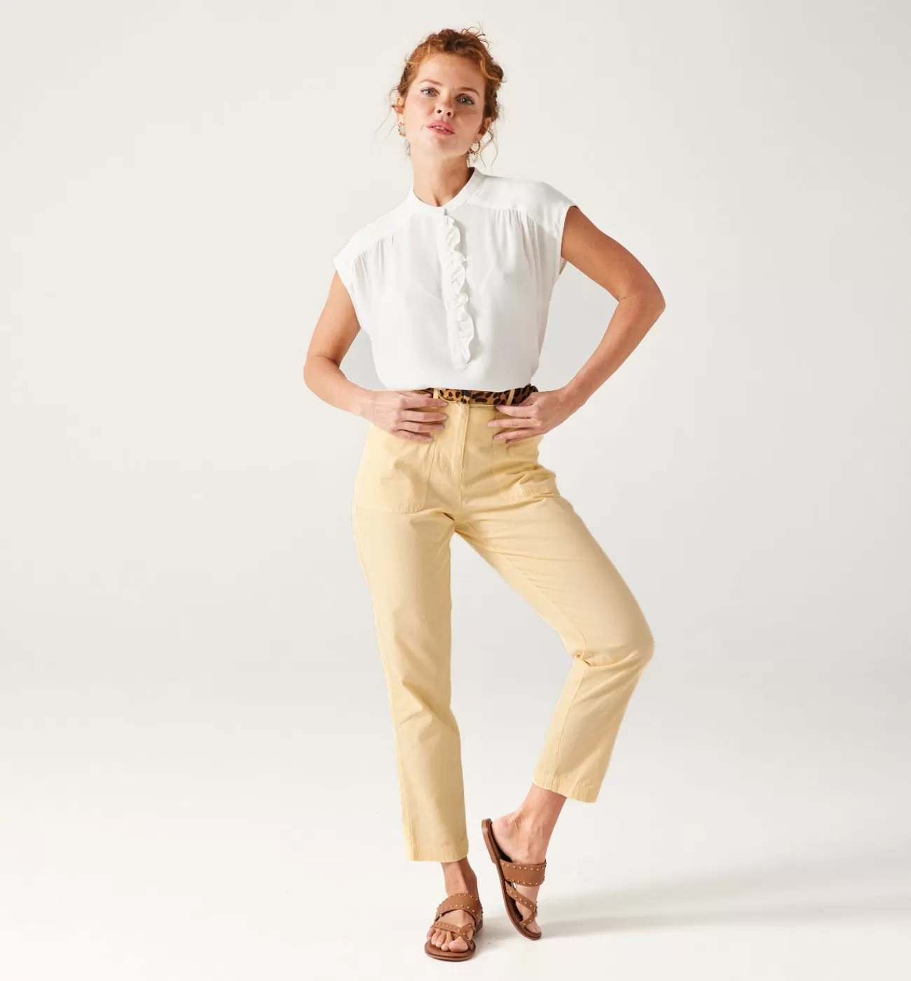 Pantalon en toile de coton - | Promod Flash Sale