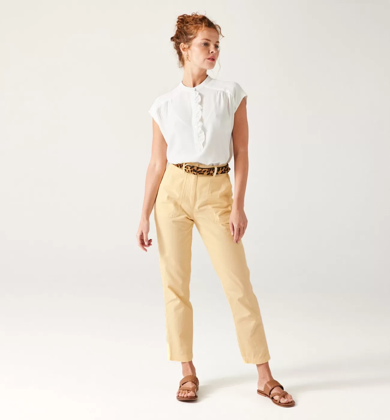 Pantalon en toile de coton - | Promod Flash Sale