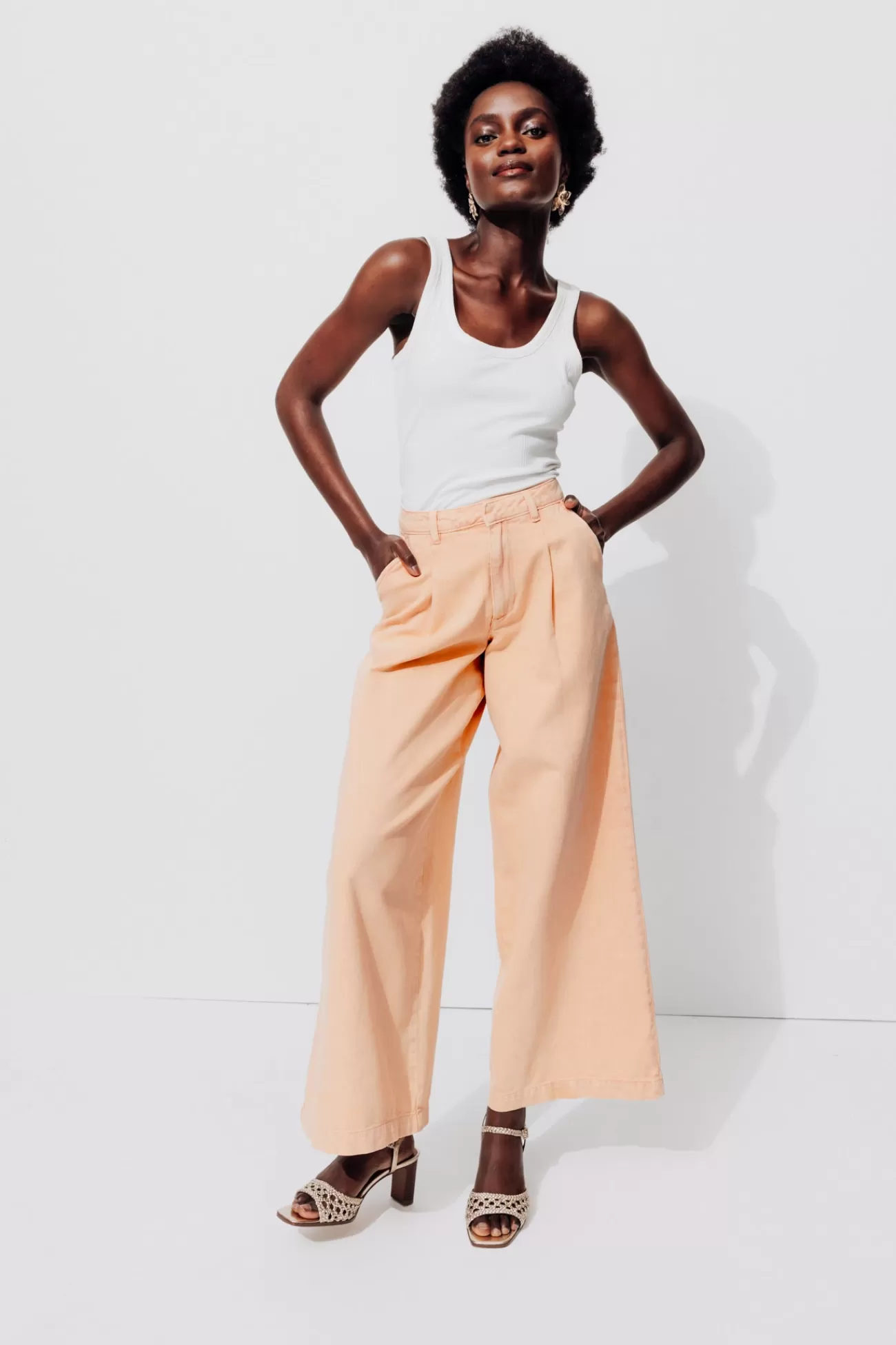 Pantalon large à pinces Femme - Orange fluo | Promod Best