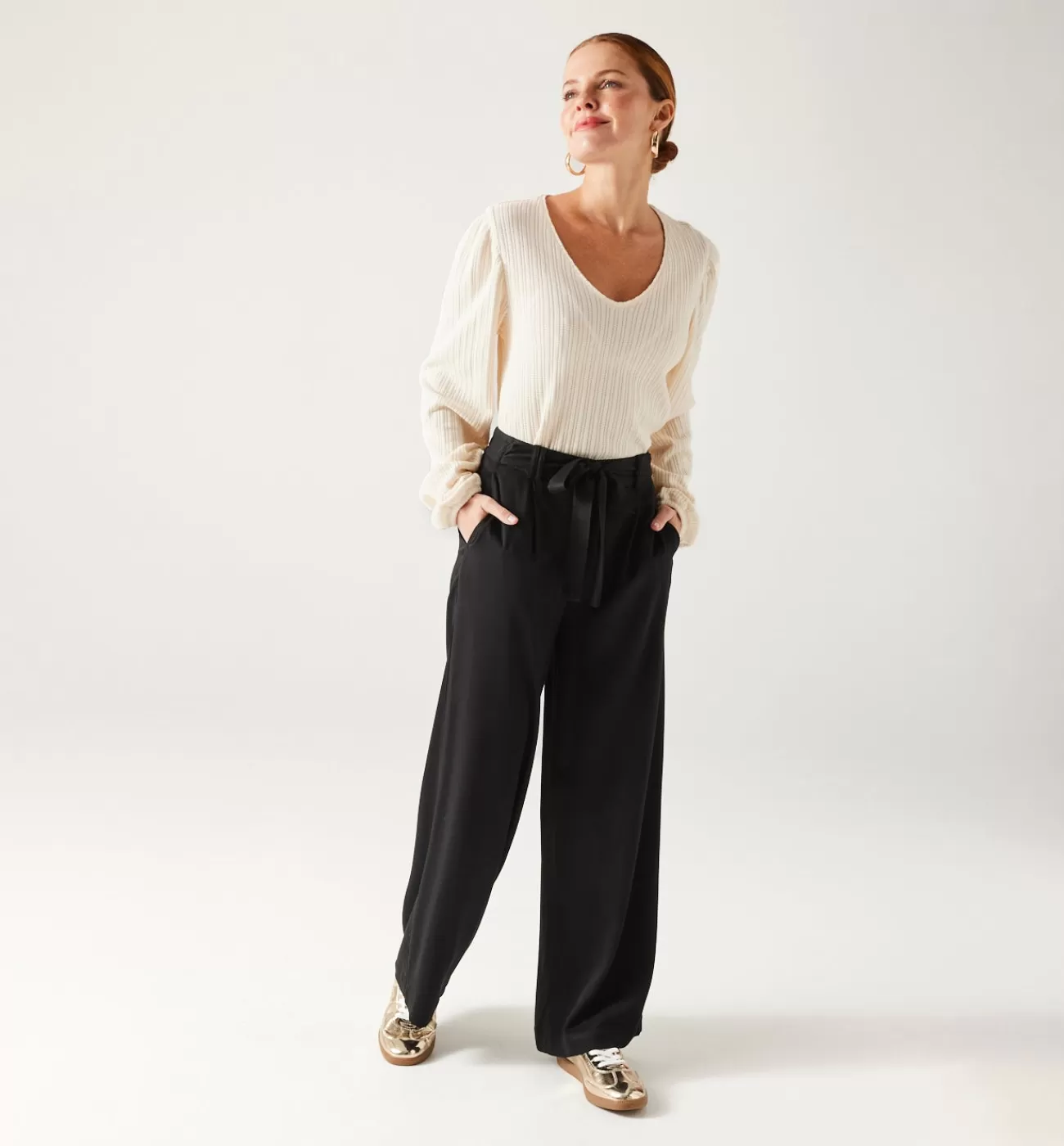 Pantalon large et fluide Femme - | Promod Discount