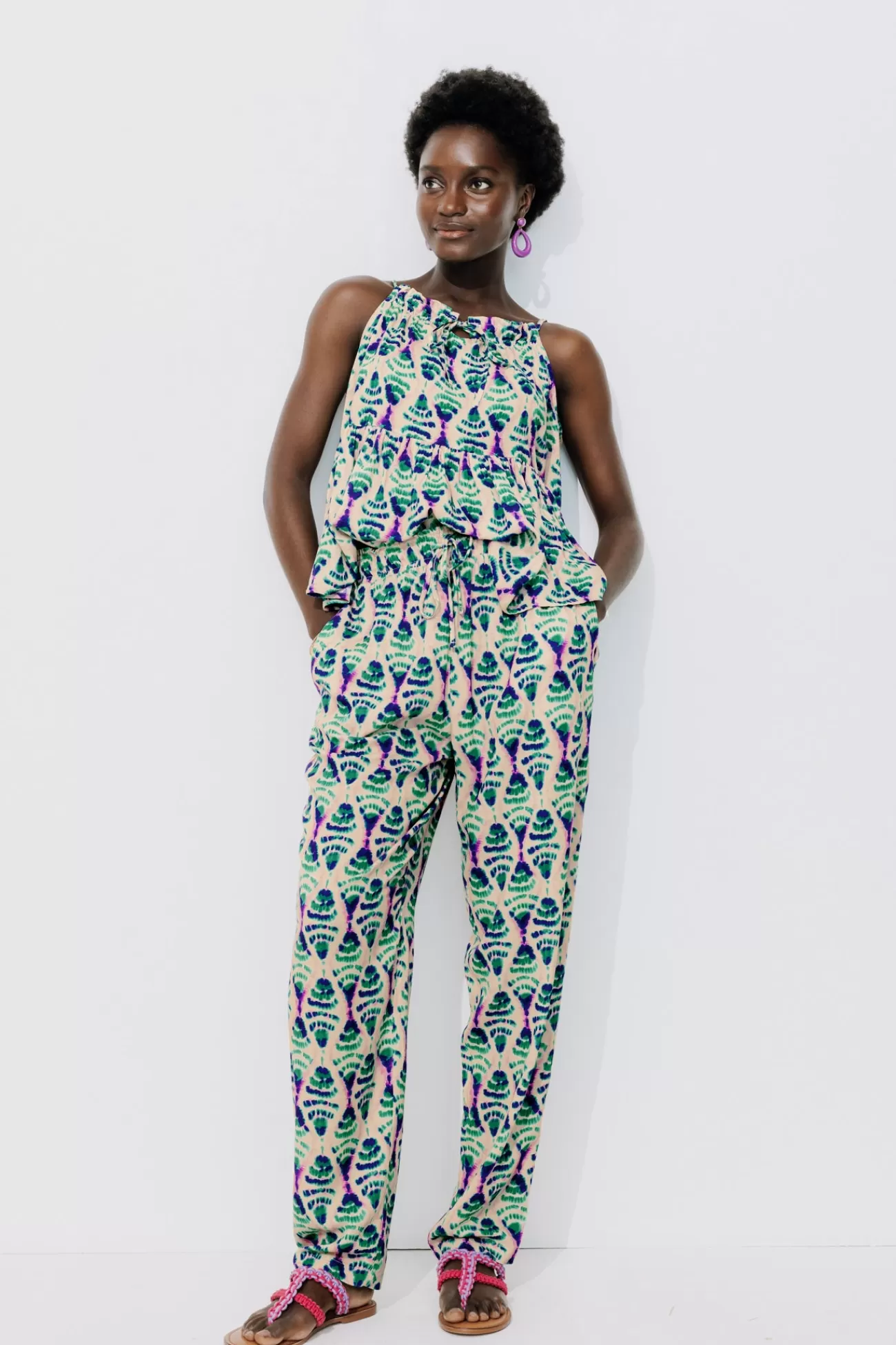 Pantalon motif ikat Femme - Imprimé multicolore | Promod Best Sale
