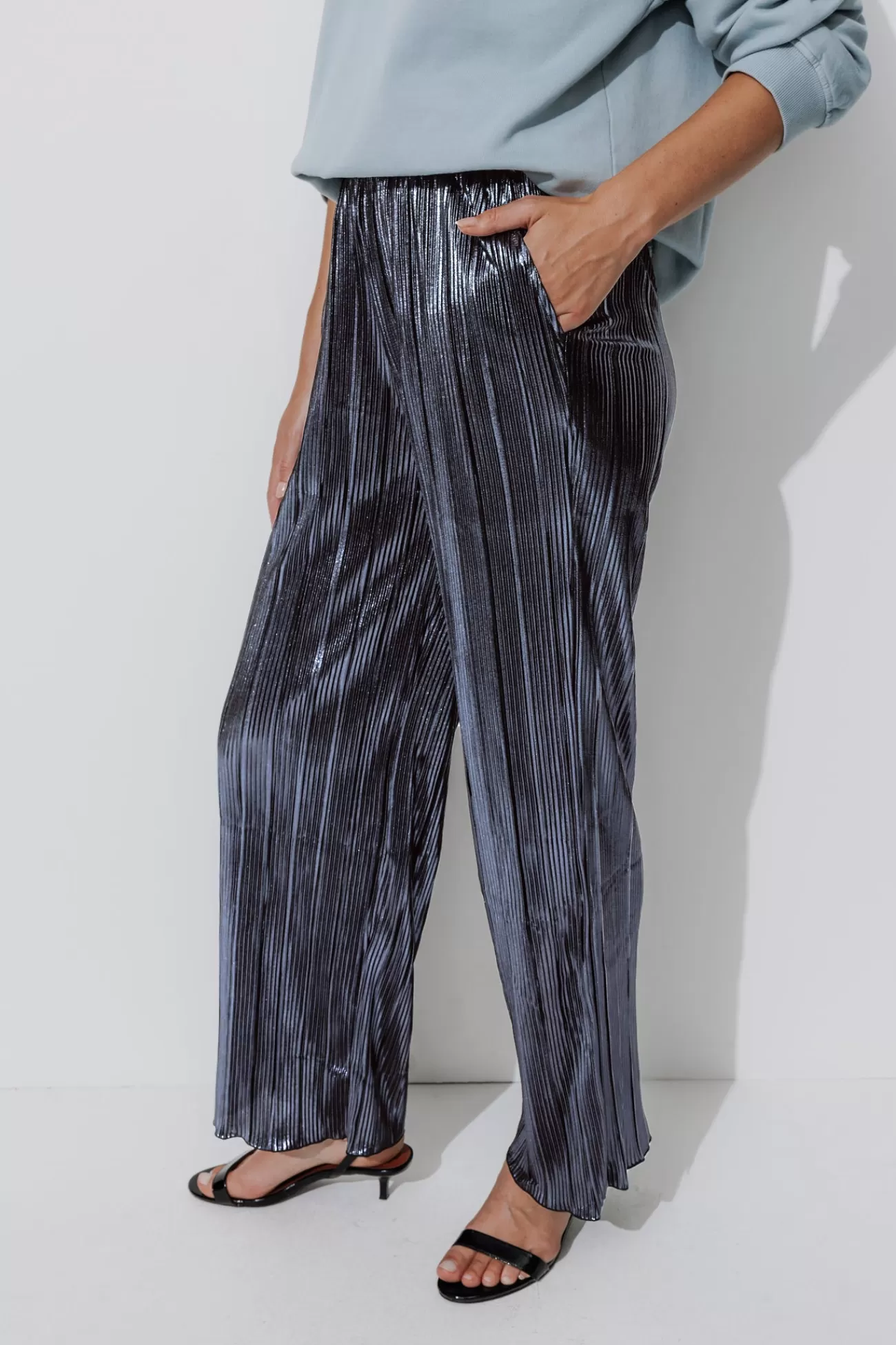 Pantalon plissé pailleté Femme - | Promod Sale