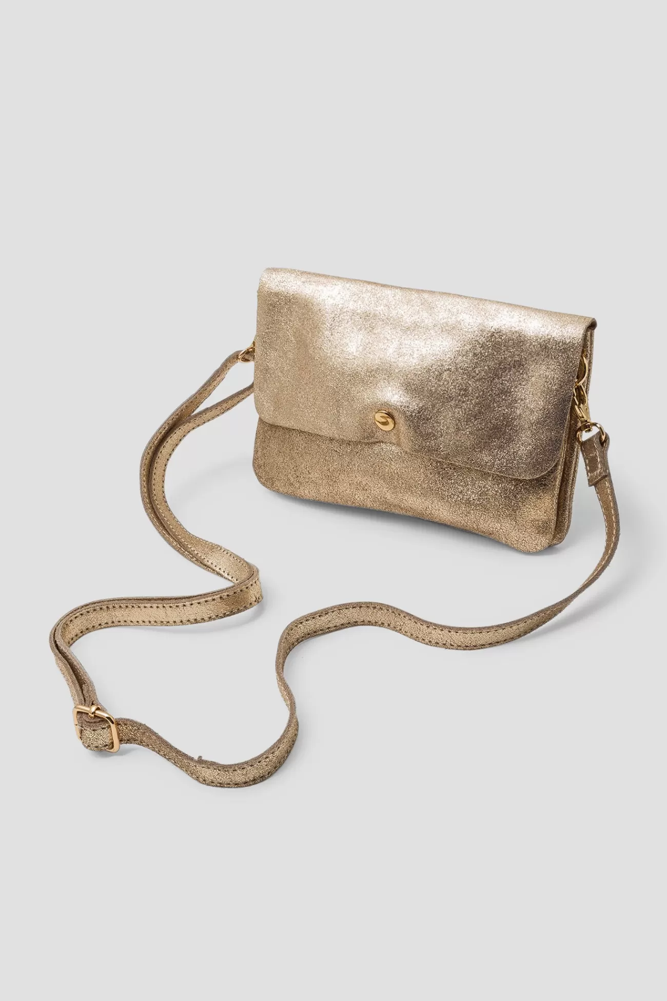 Pochette pailletée en cuir - Coloration dorée | Promod Store
