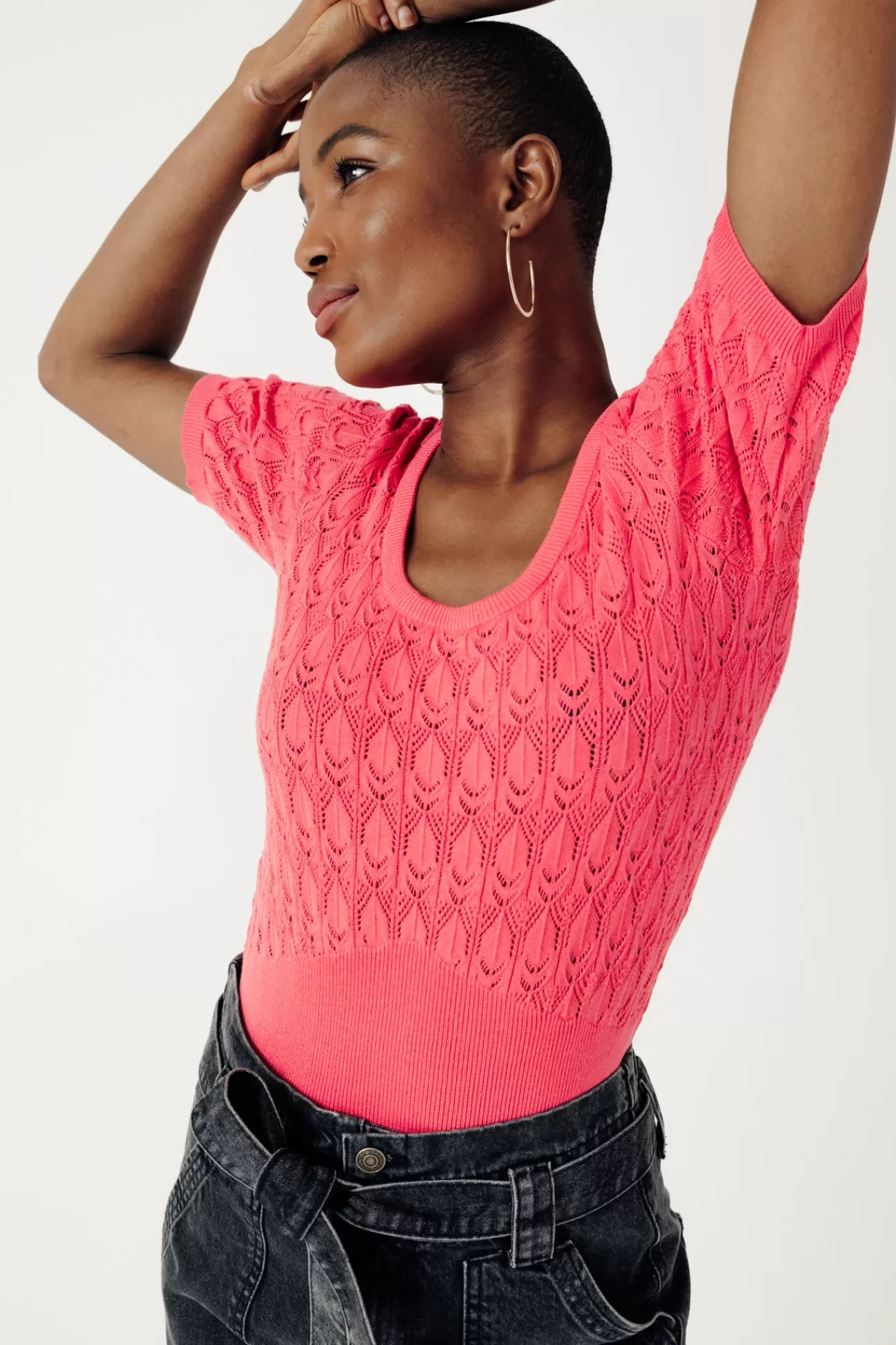 Pull ajouré éco-conçu - Rose fuchsia | Promod Fashion