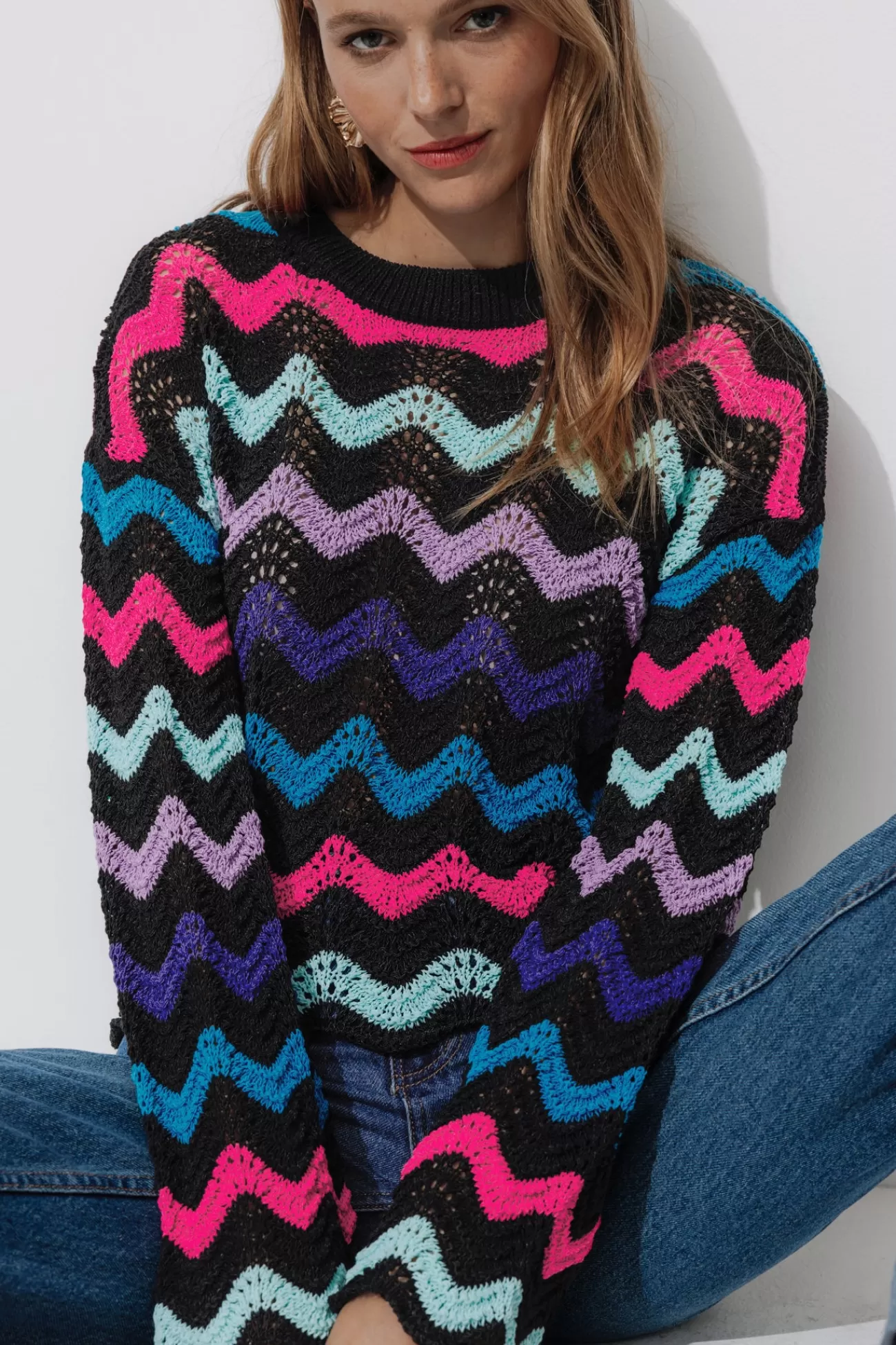 Pull court rayé Femme - Rayures multicolores | Promod Best Sale