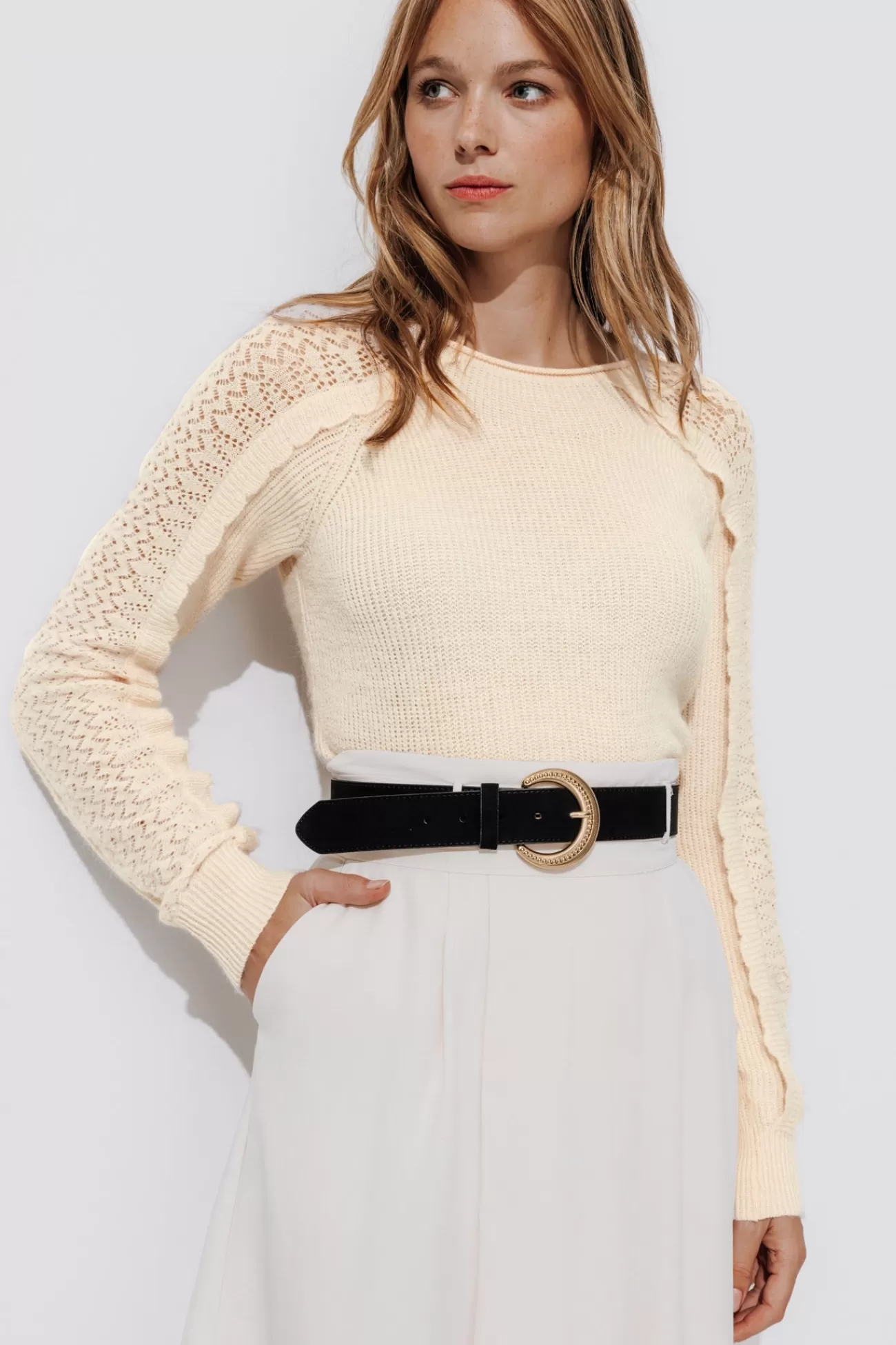 Pull maille dentelle Femme - | Promod Fashion