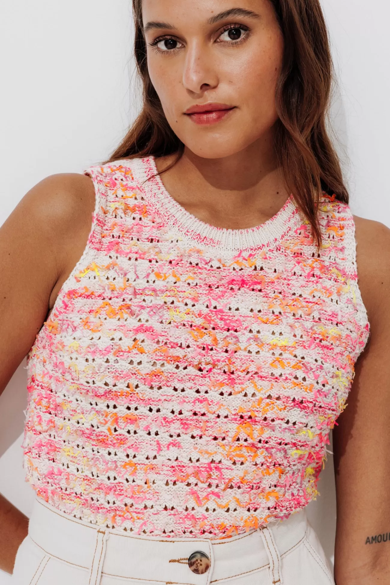 Pull sans manches Femme - Imprimé multicolore | Promod Hot