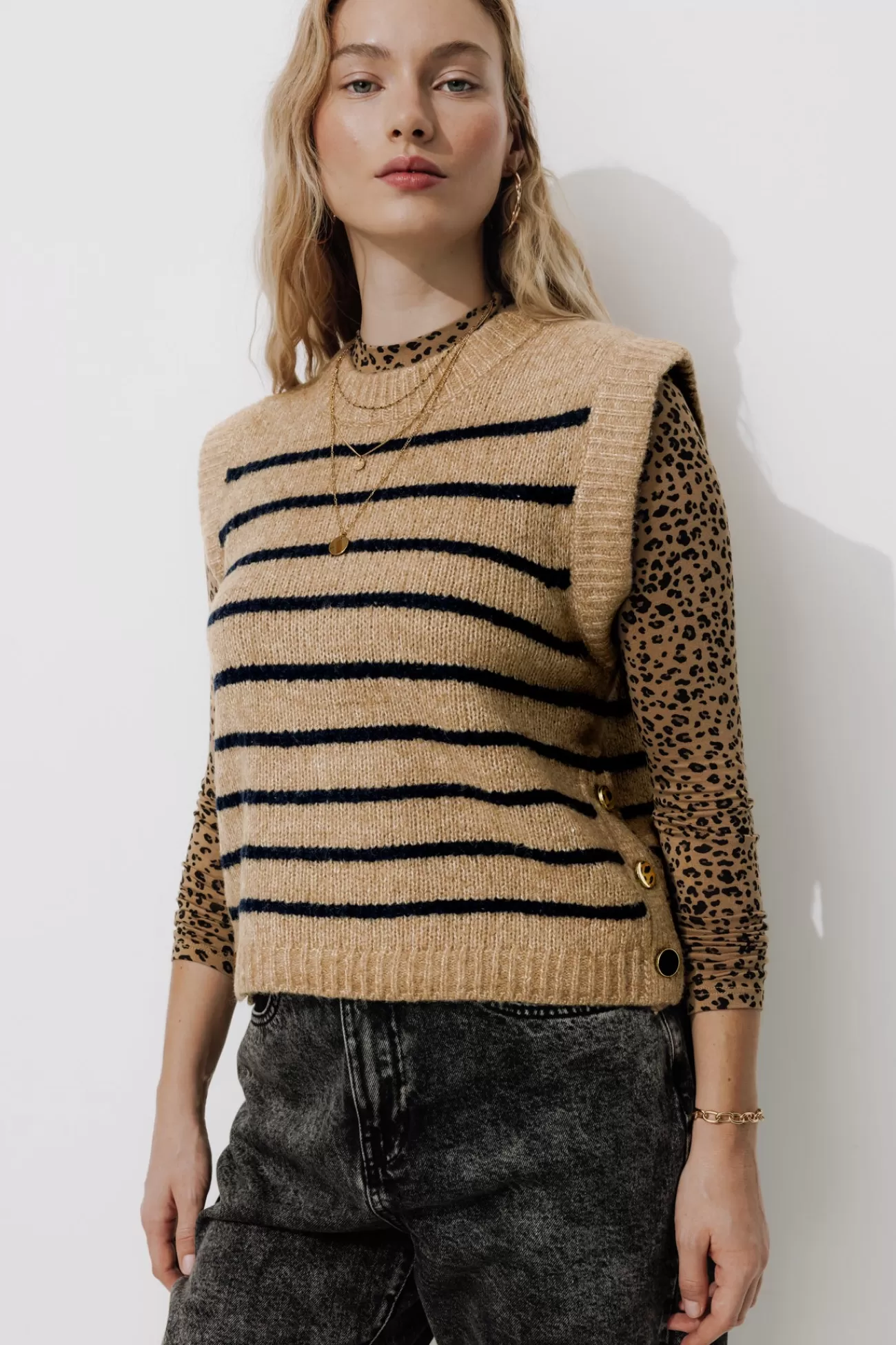 Pull sans manches Femme - Rayures multicolores | Promod Best