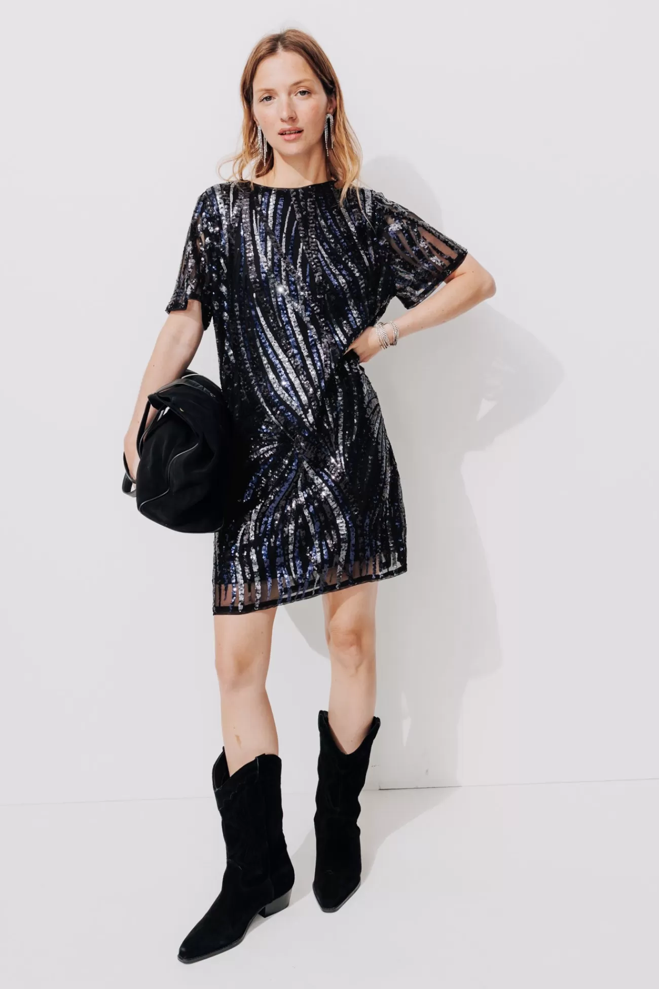 Robe à paillettes recto/verso - Imprimé multicolore | Promod Hot