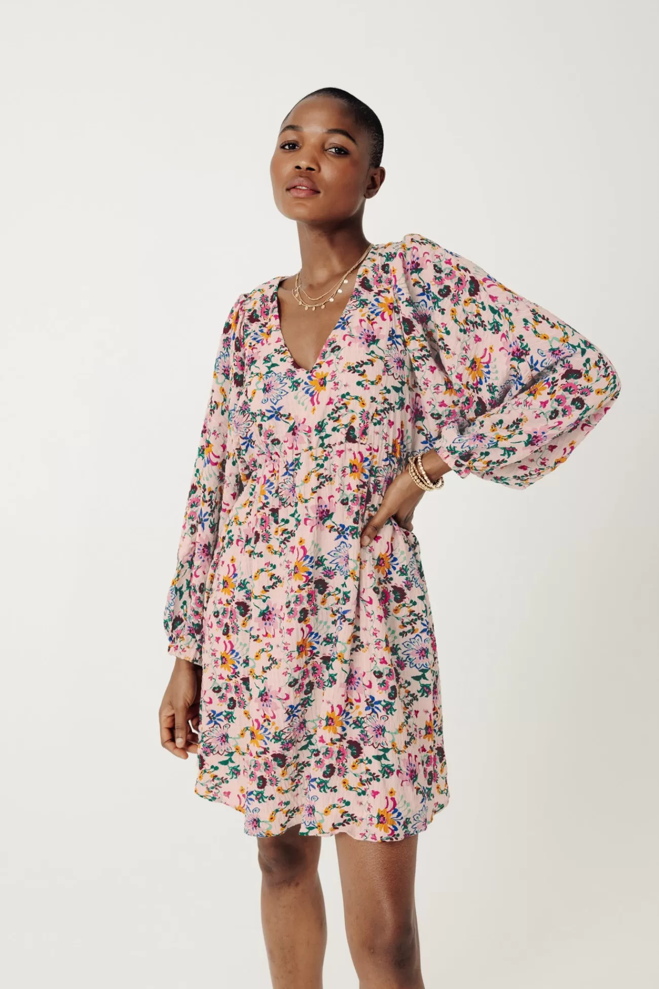 Robe courte à fleurs Femme - Imprimé écru | Promod Clearance