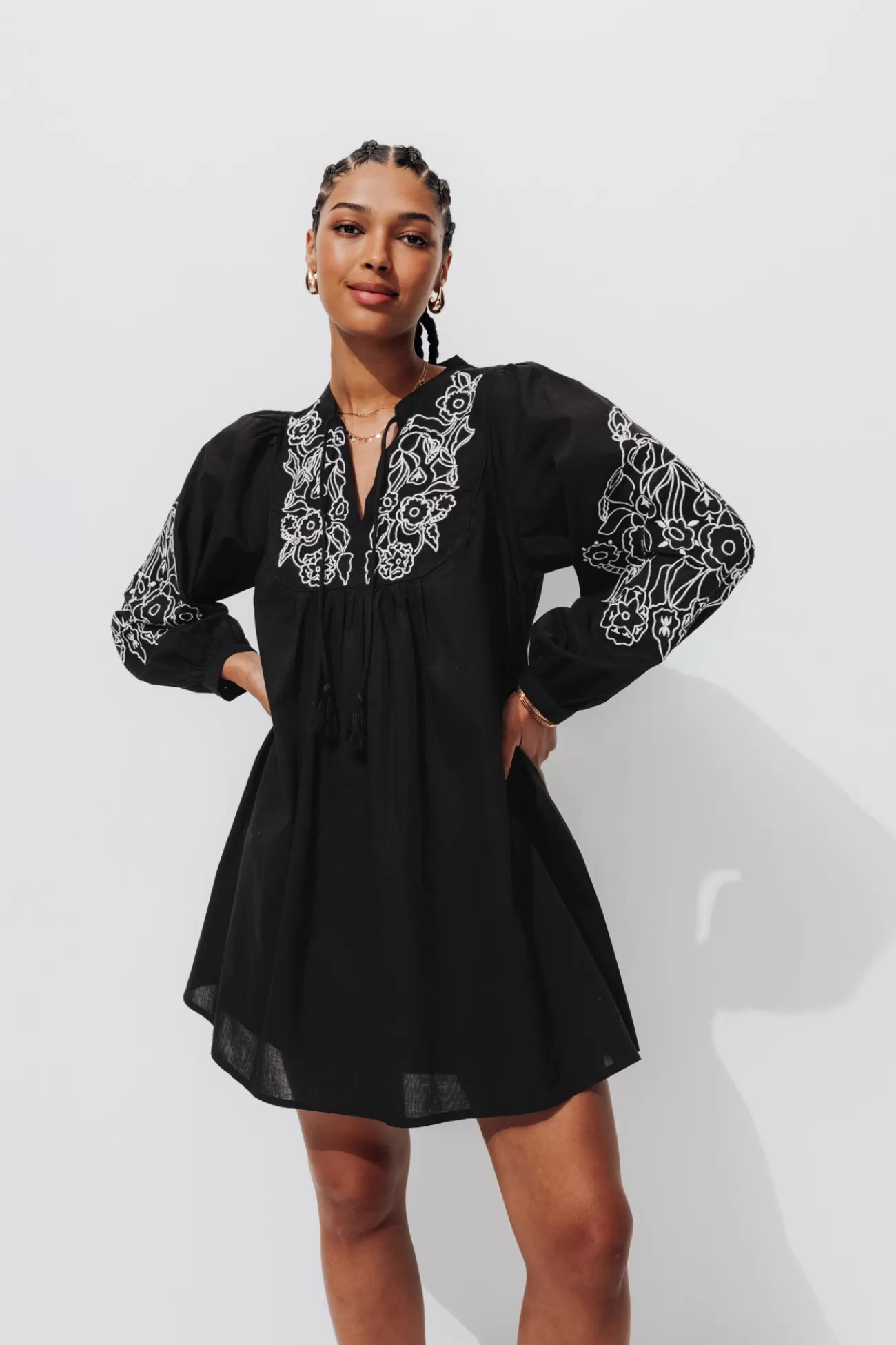 Robe courte brodée Femme - | Promod Clearance