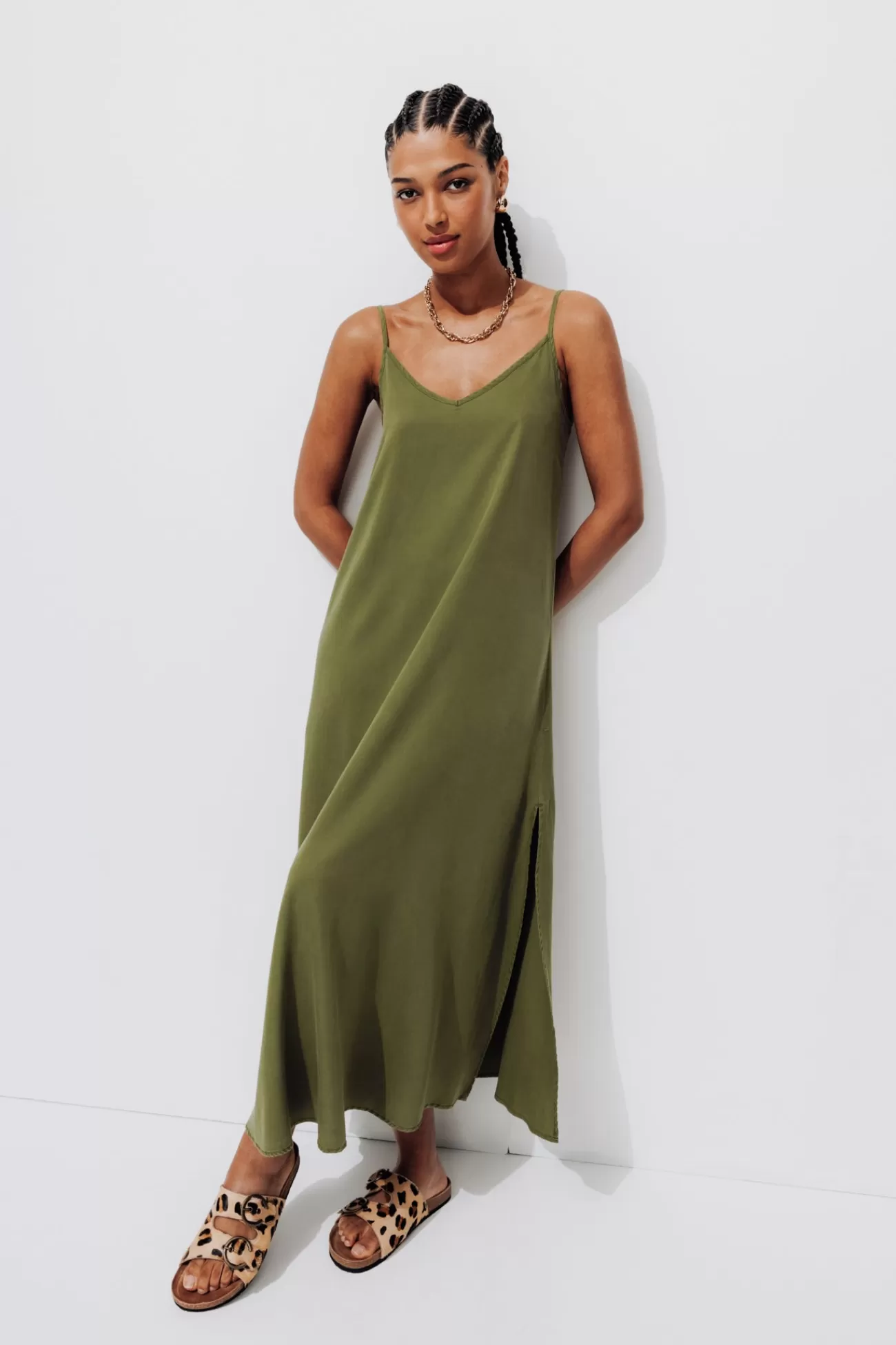 Robe longue à bretelles Femme - | Promod Clearance