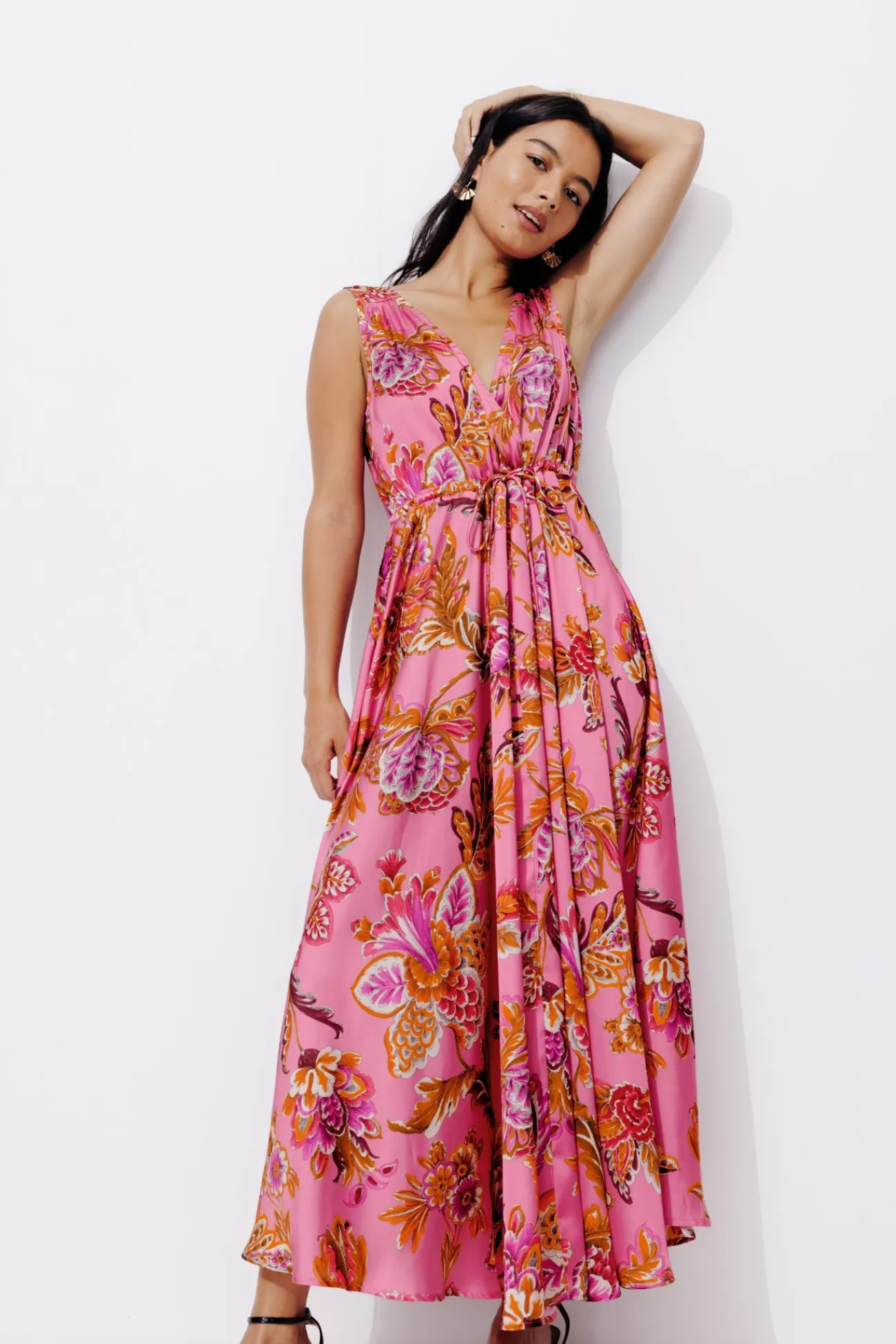 Robe longue éco-conçue - Imprimé rose | Promod Online