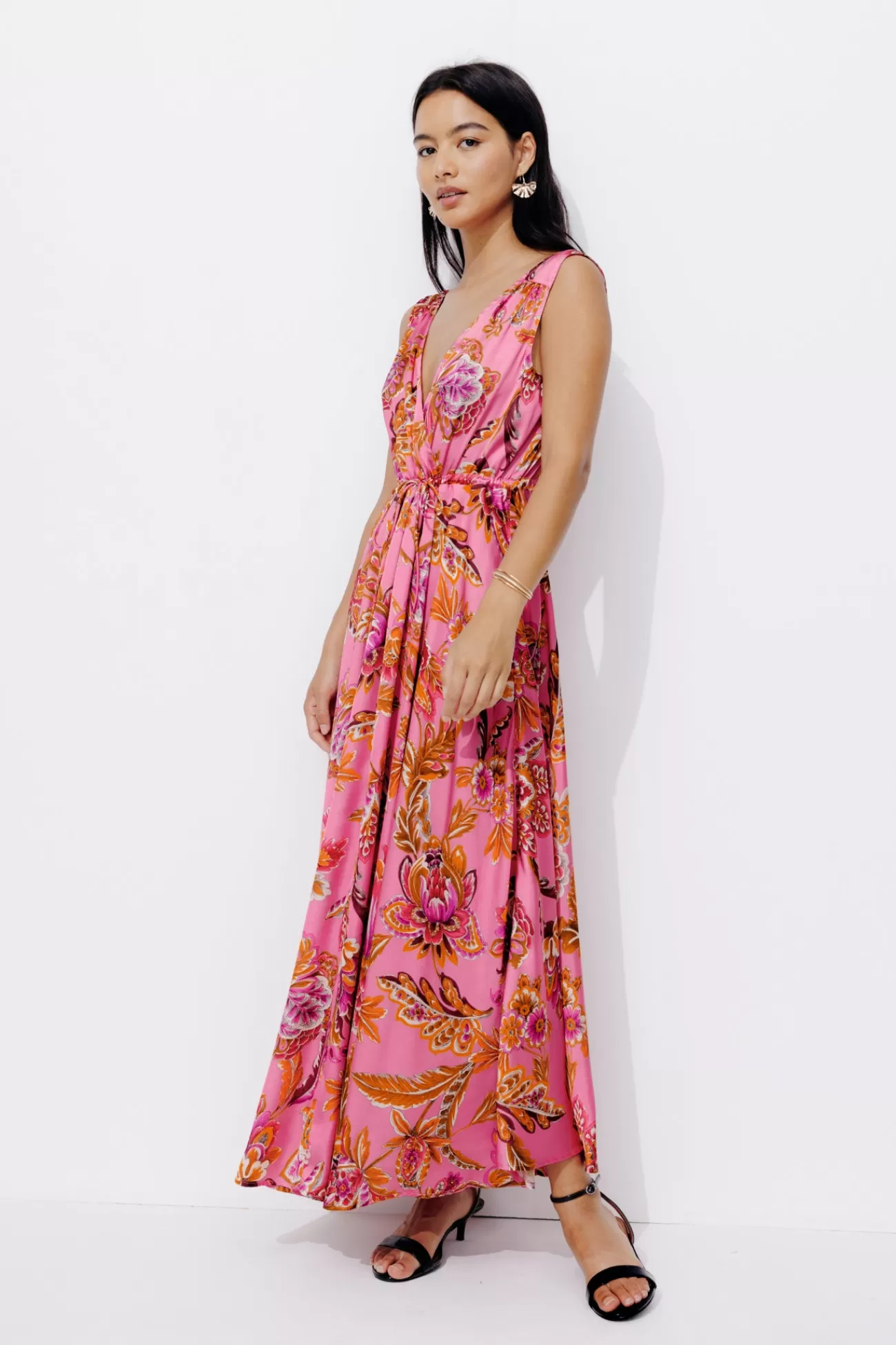 Robe longue éco-conçue - Imprimé rose | Promod Online