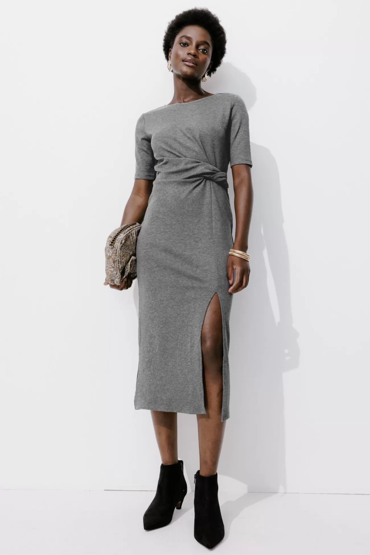 Robe midi en jersey Femme - Gris clair | Promod Clearance