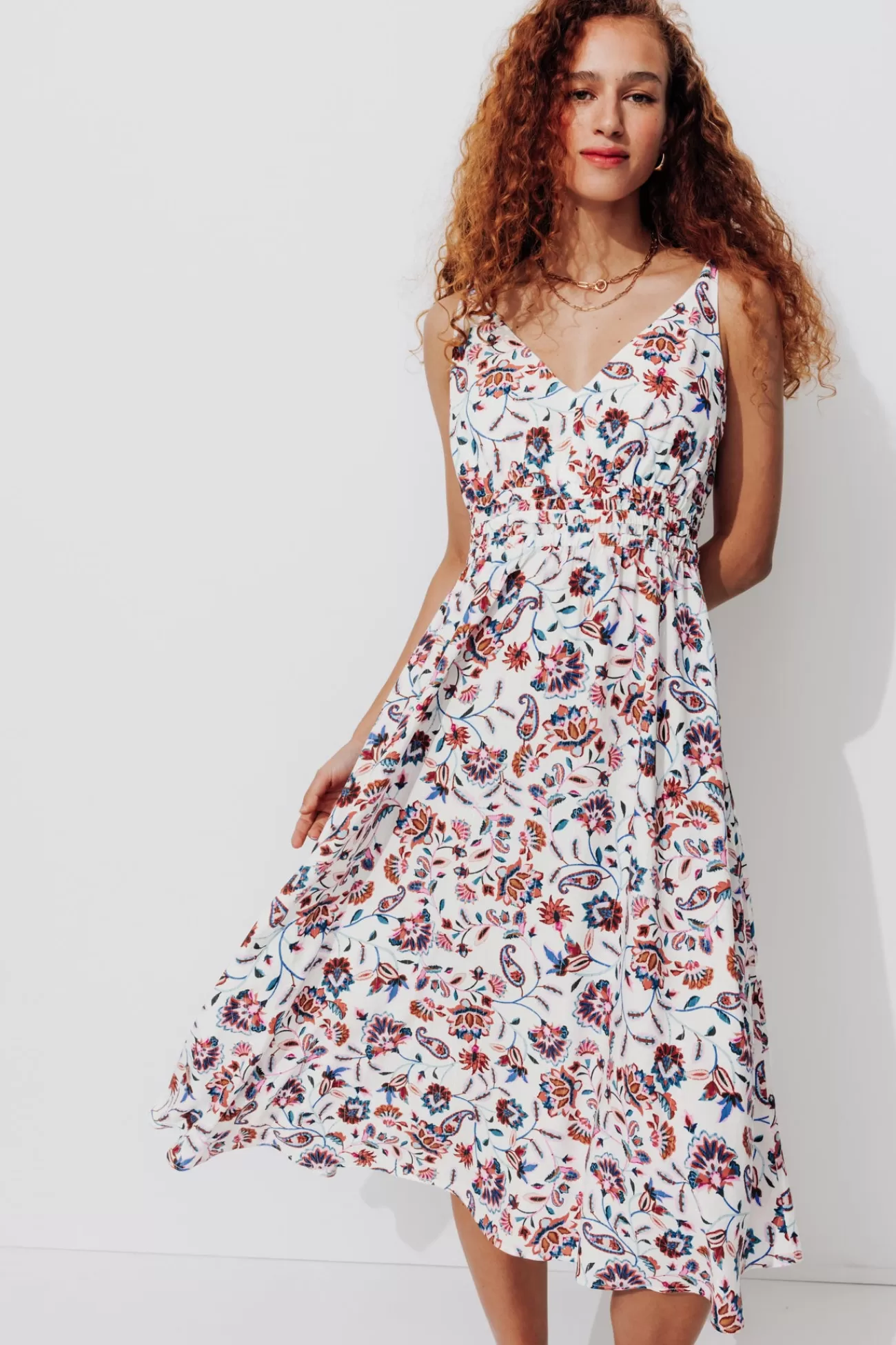 Robe mi-longue imprimée Femme - Imprimé écru | Promod Cheap