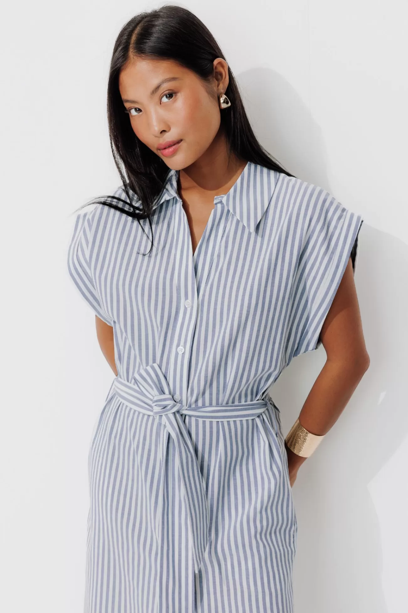 Robe-chemise rayée Femme - Rayé bleu | Promod Flash Sale