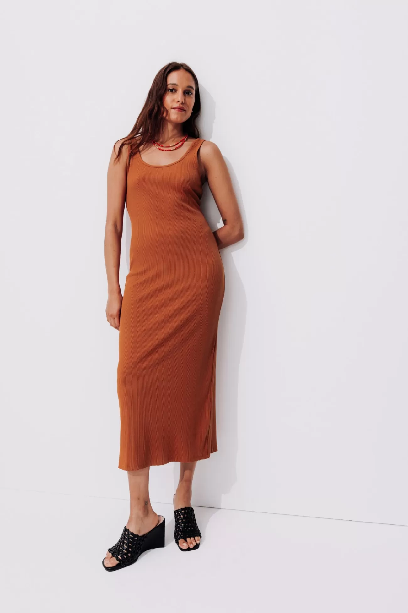 Robe-débardeur côtelée Femme - Terre de sienne | Promod New