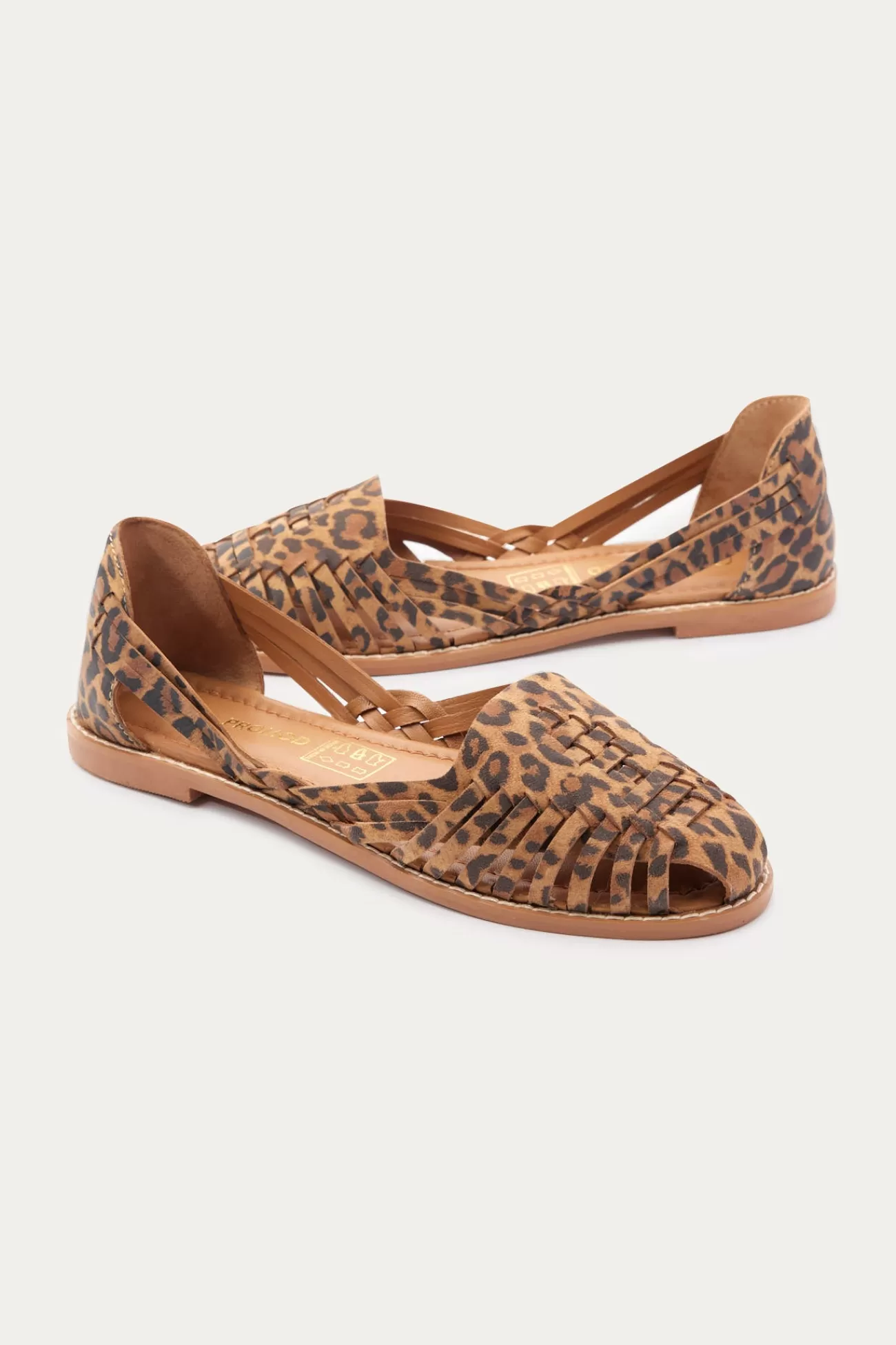 Sandales plates en cuir suédé - Imprimé multicolore | Promod Discount