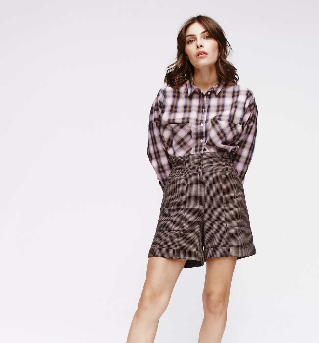 Short à carreaux taille haute - Carreaux multicolores | Promod New