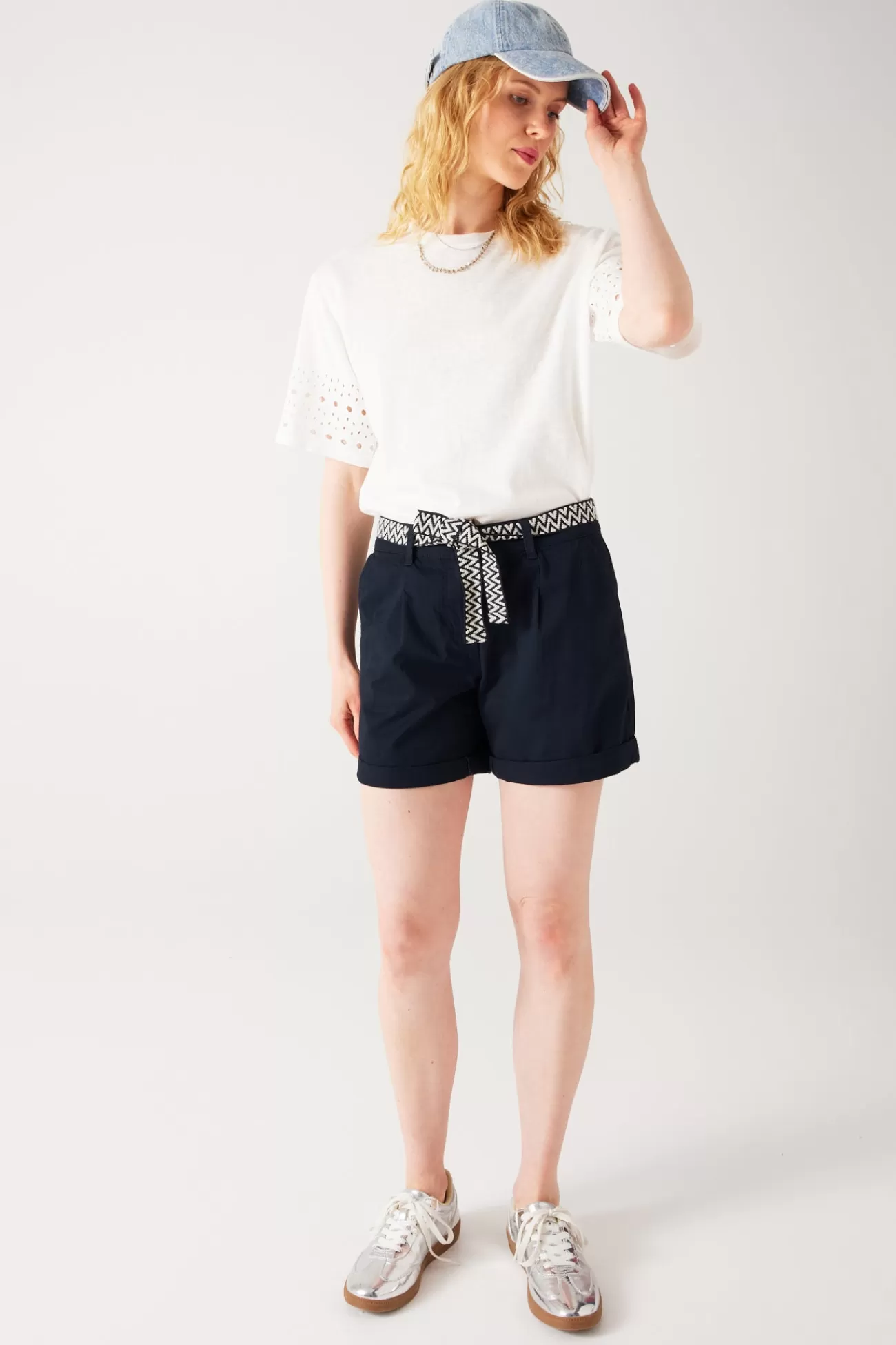 Short à pinces + ceinture - | Promod Cheap