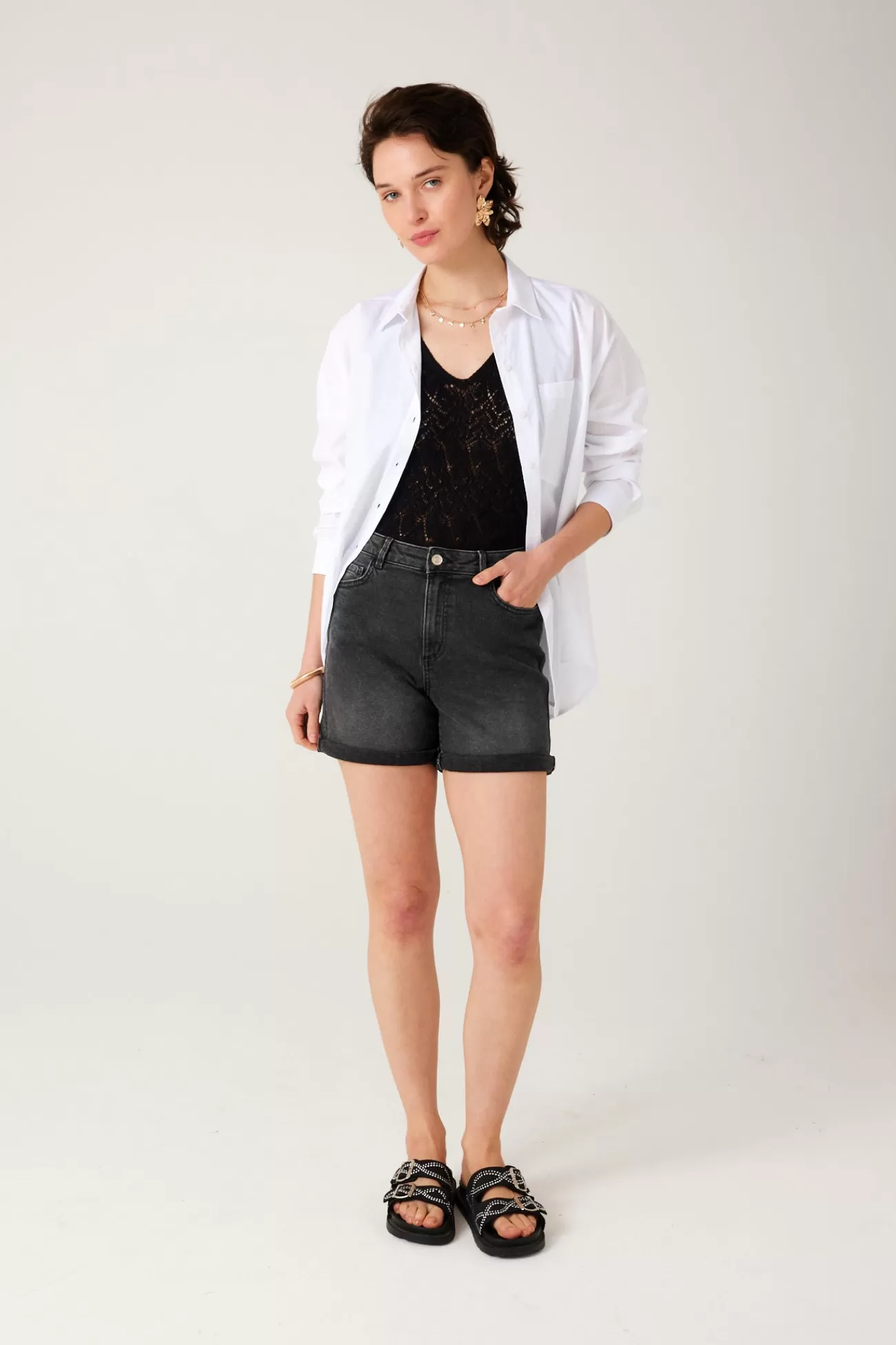 Short en jean Femme - Jean noir | Promod Online