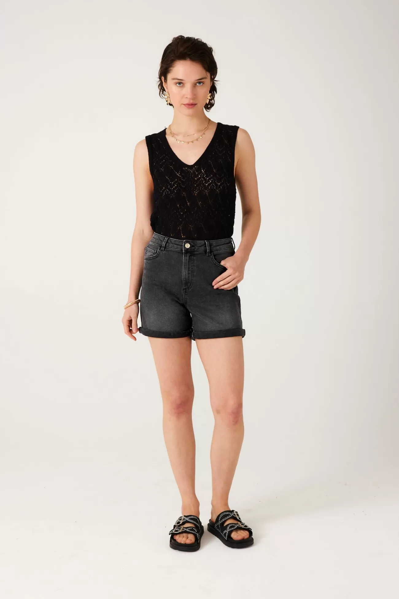 Short en jean Femme - Jean noir | Promod Online