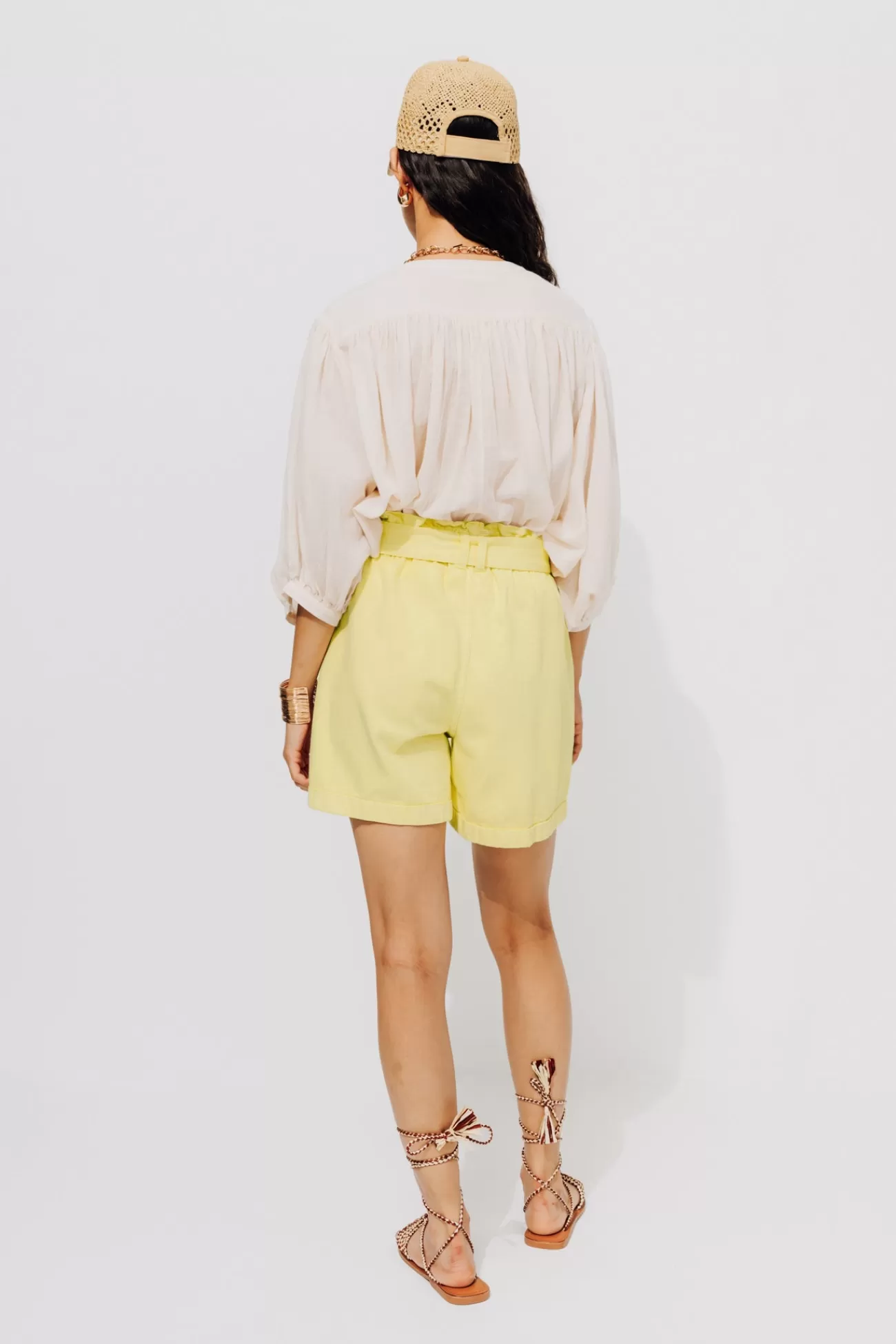 Short taille haute paper bag - Jaune clair | Promod Best