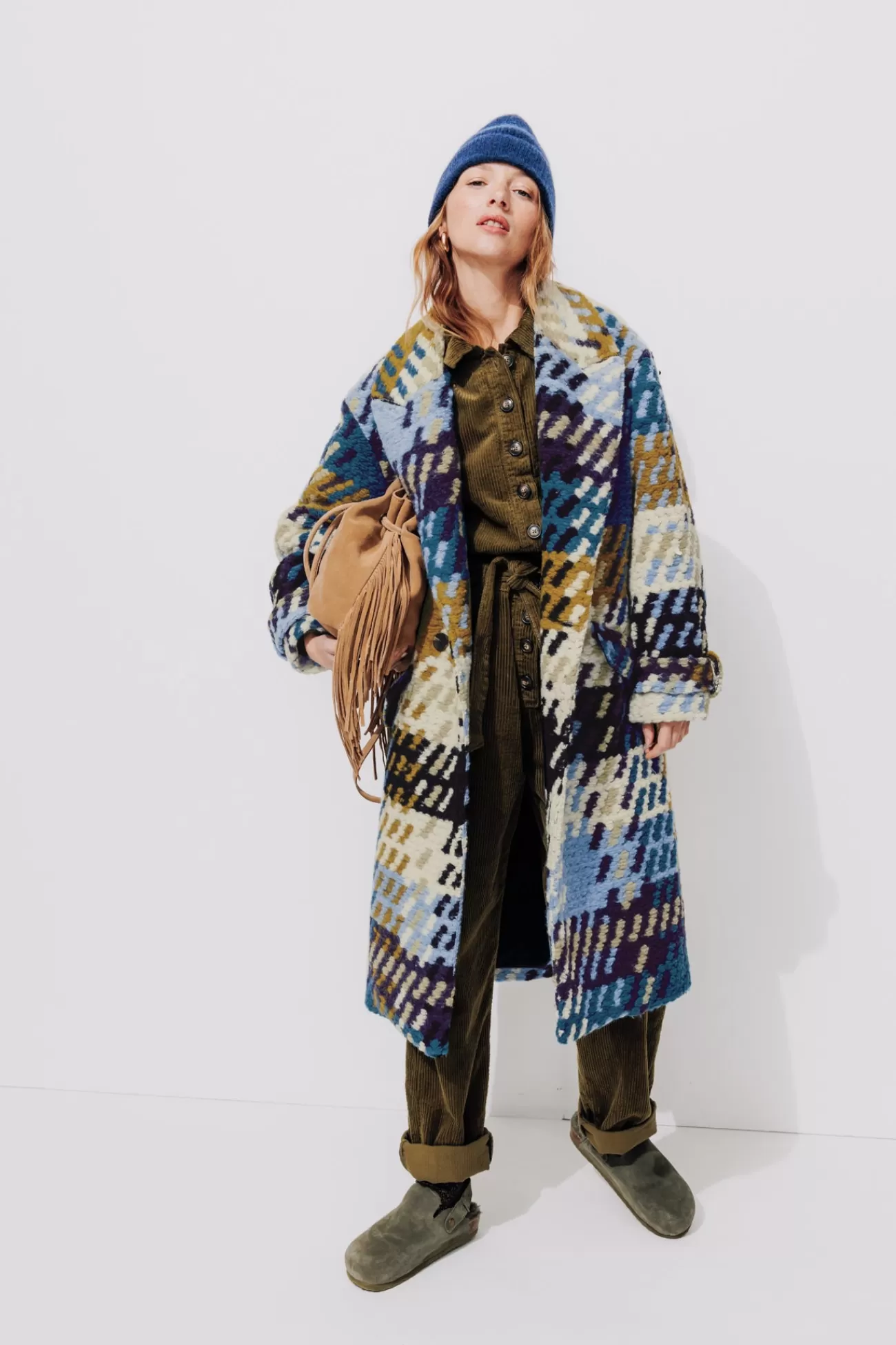 SIMONE manteau en laine - Imprimé multicolore | Promod Fashion