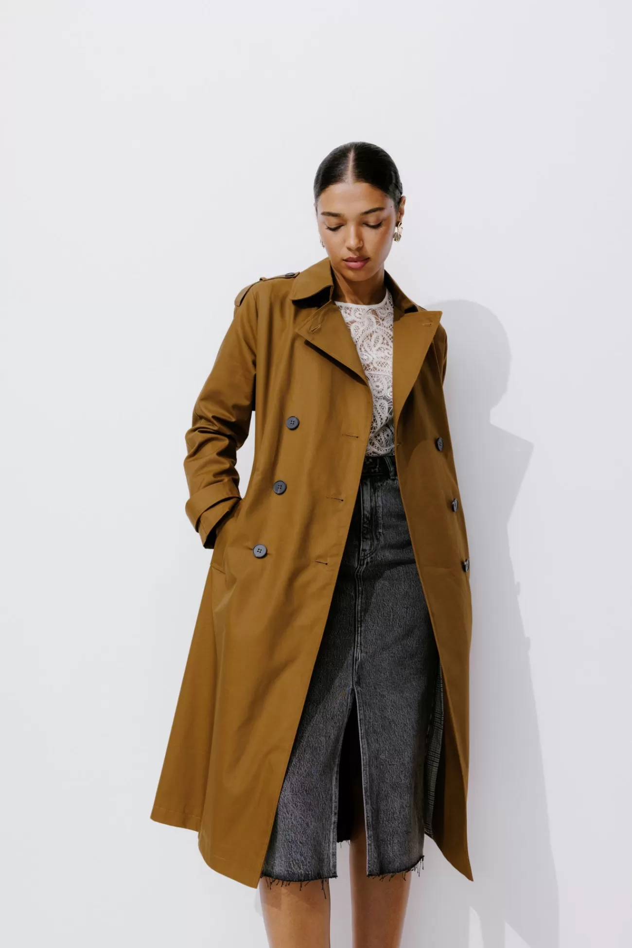 Trench uni ceinturé Femme - | Promod Fashion